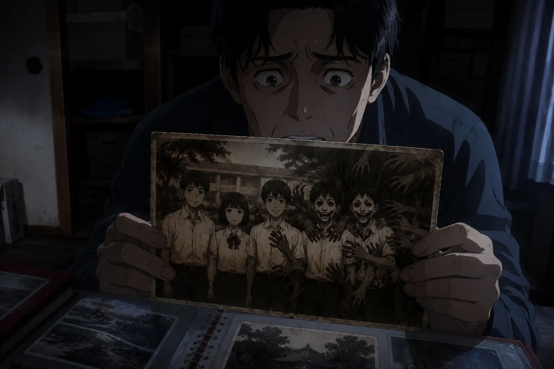 Japanese Ghost Story illustration "title: The Spirit Photograph"