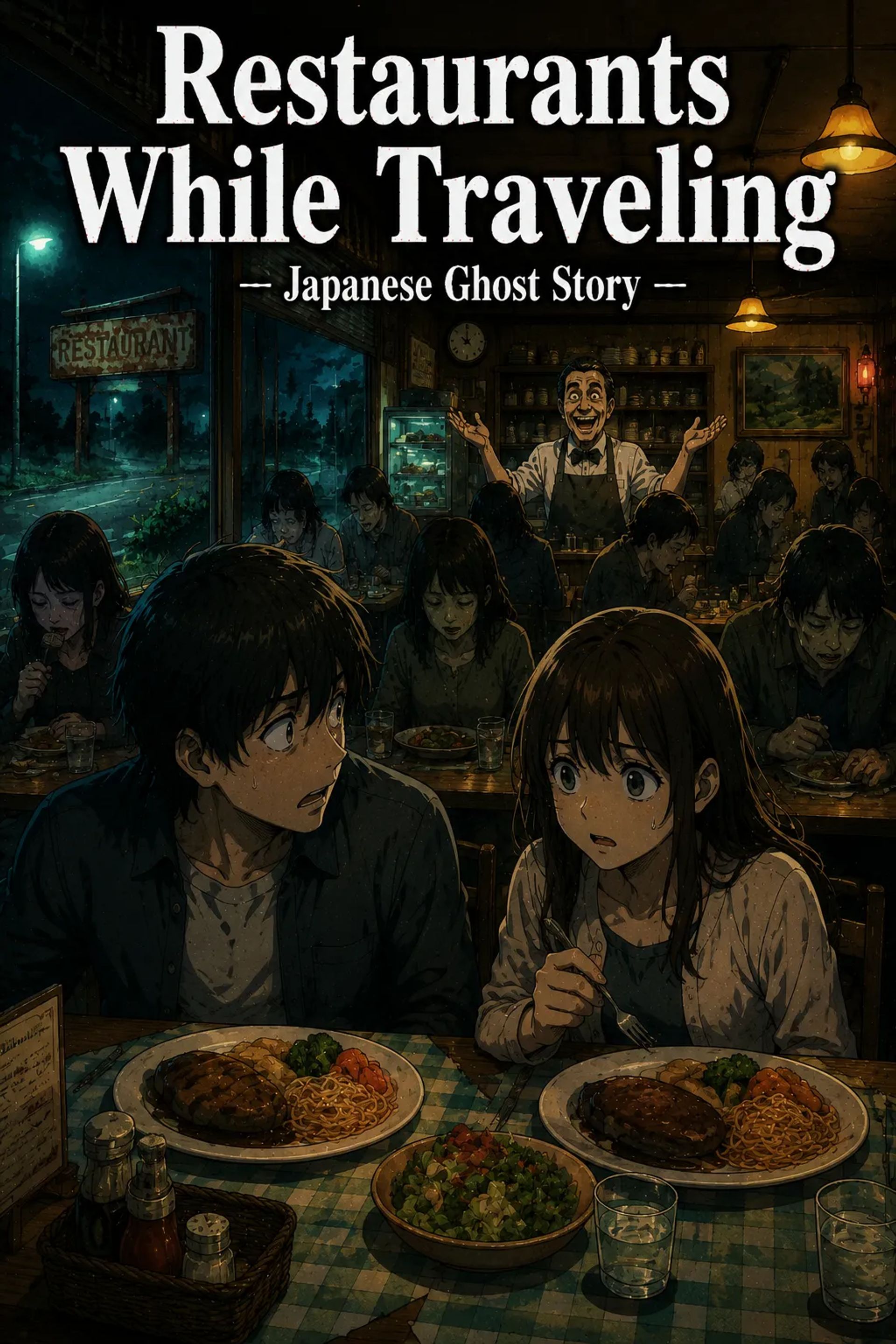 Japanese Ghost Story illustration "title: Restaurants while traveling"