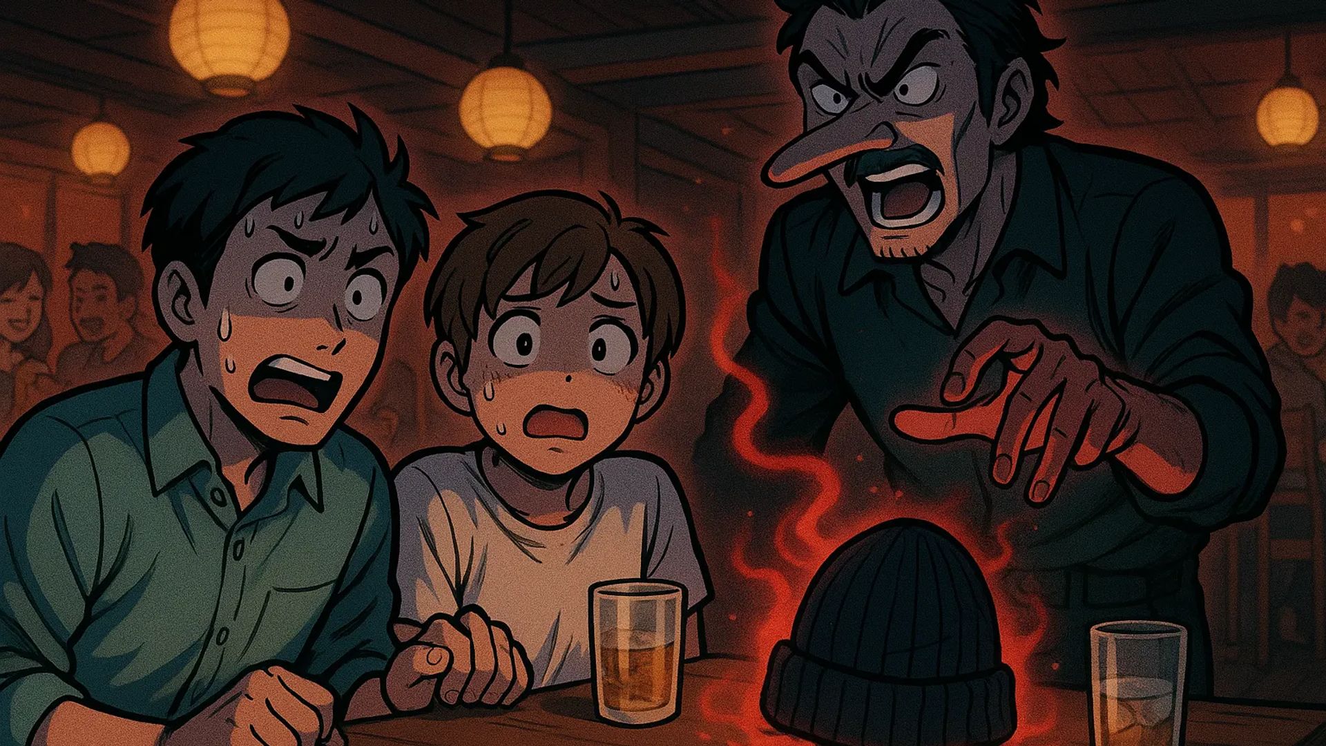 Japanese Ghost Story illustration "title: The Tengu at the Gokon"