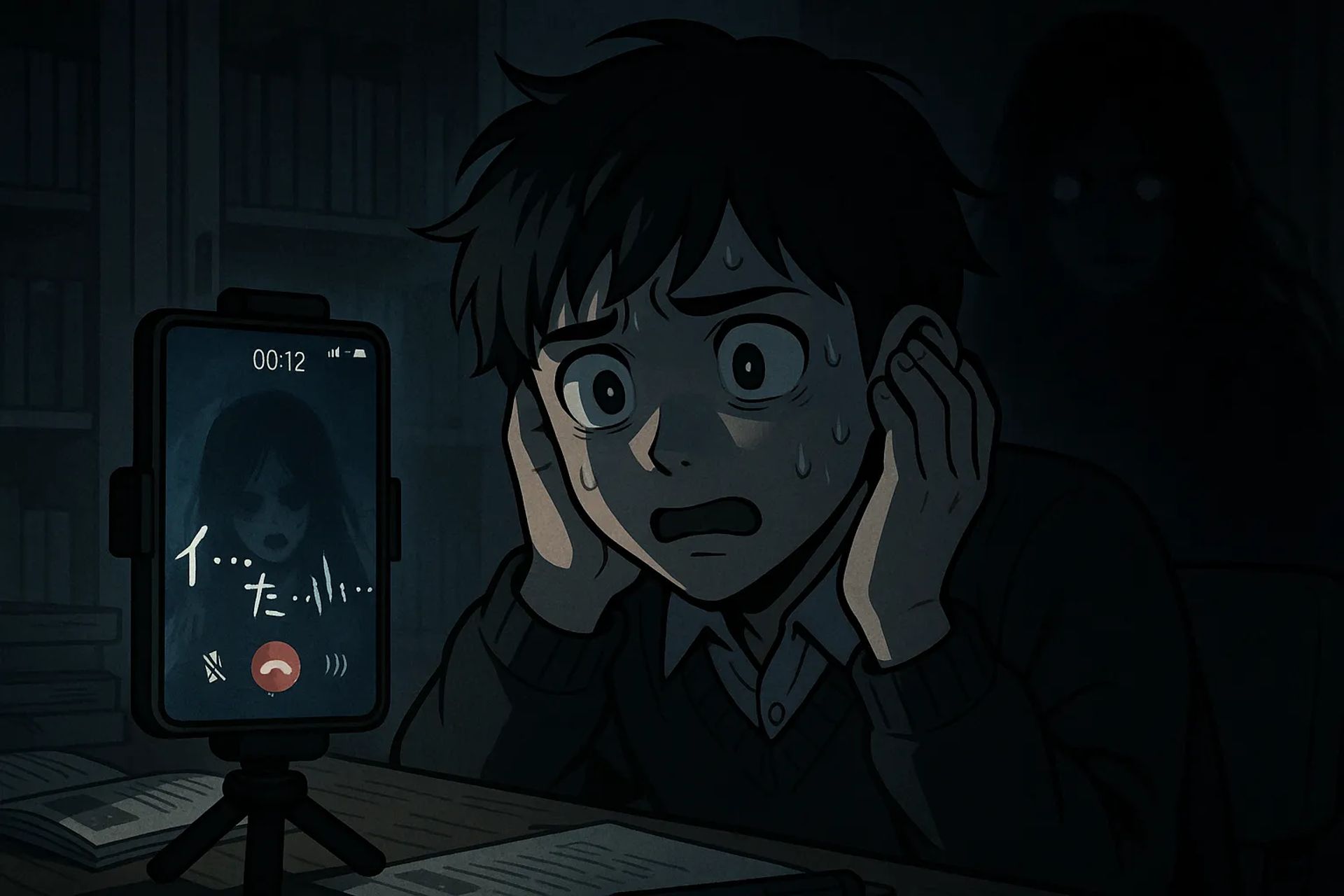 Japanese Ghost Story illustration "title: 18-Second Challenge"