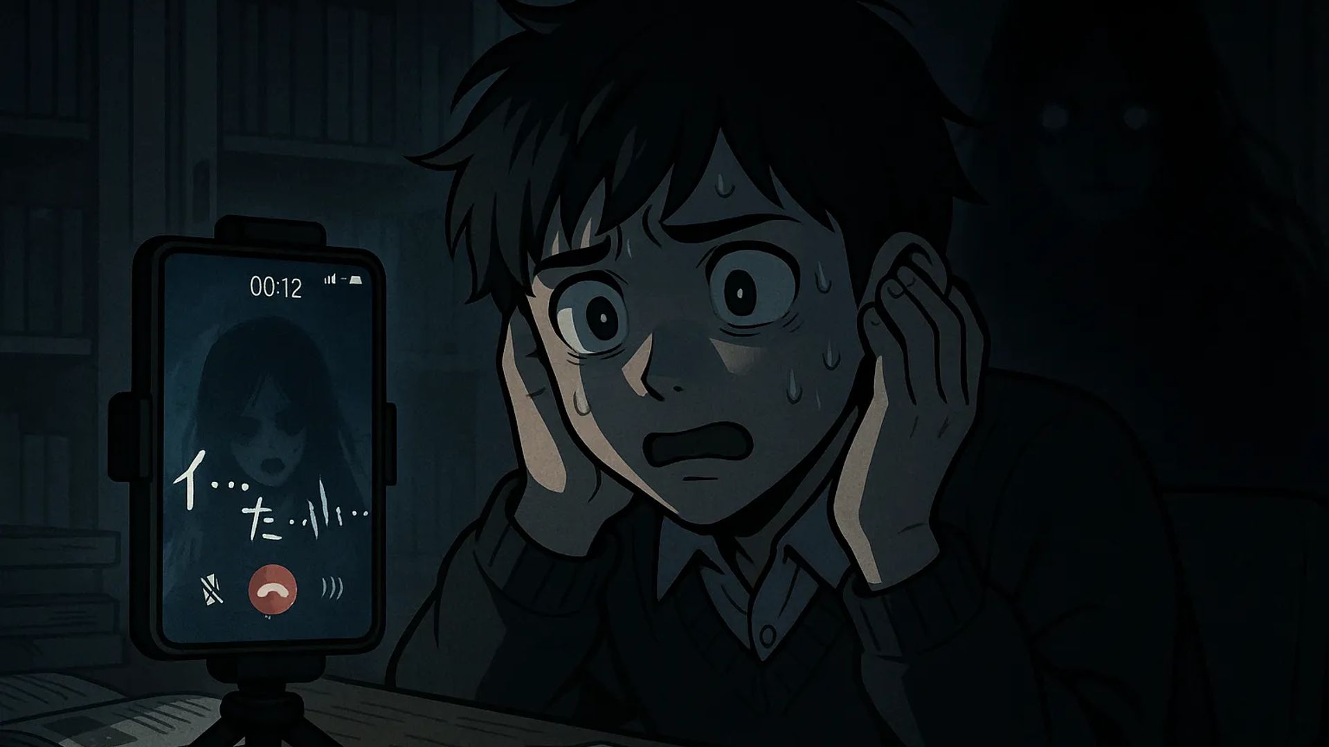 Japanese Ghost Story illustration "title: 18-Second Challenge"