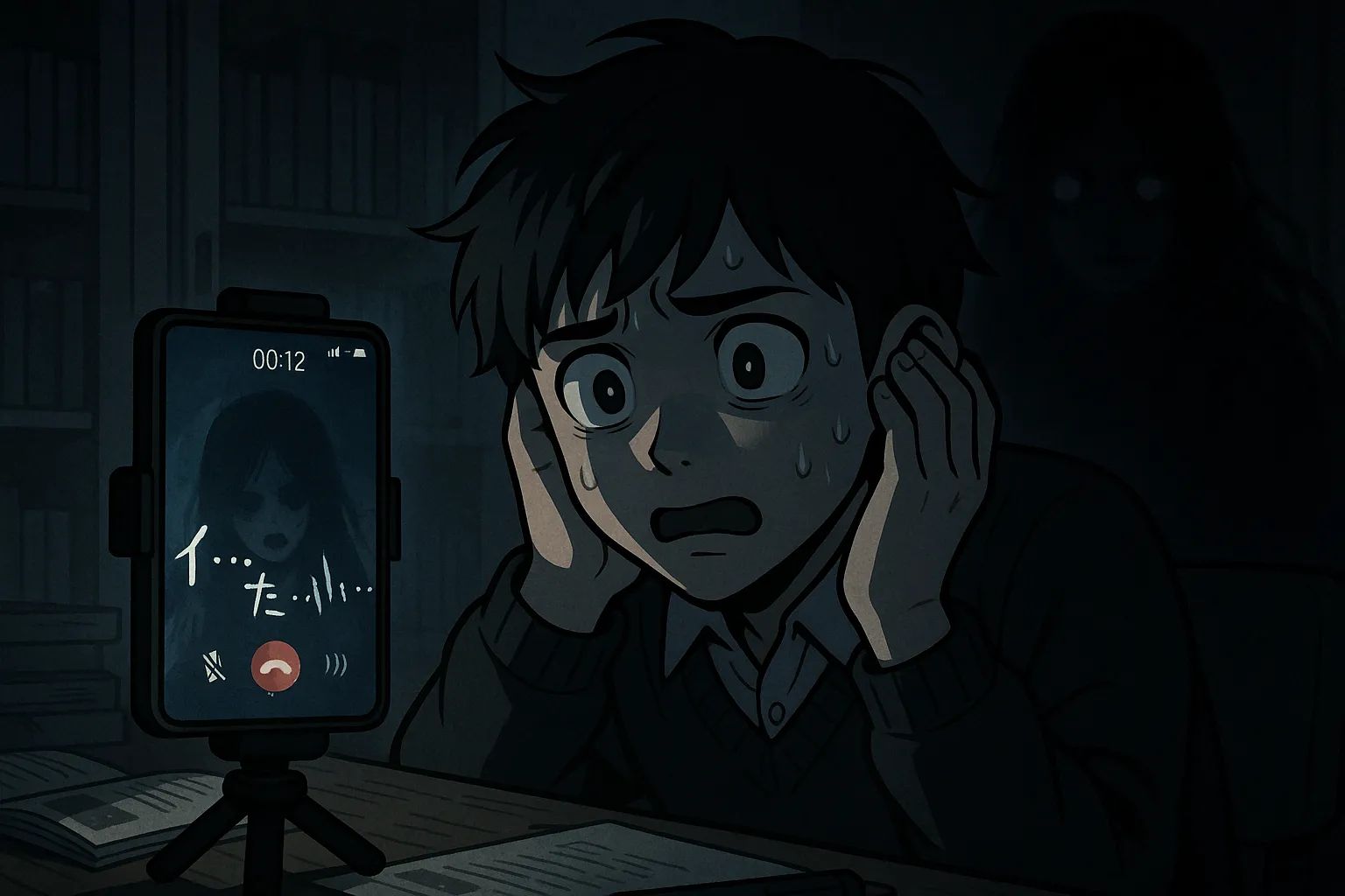 Japanese Ghost Story illustration "title: 18-Second Challenge"