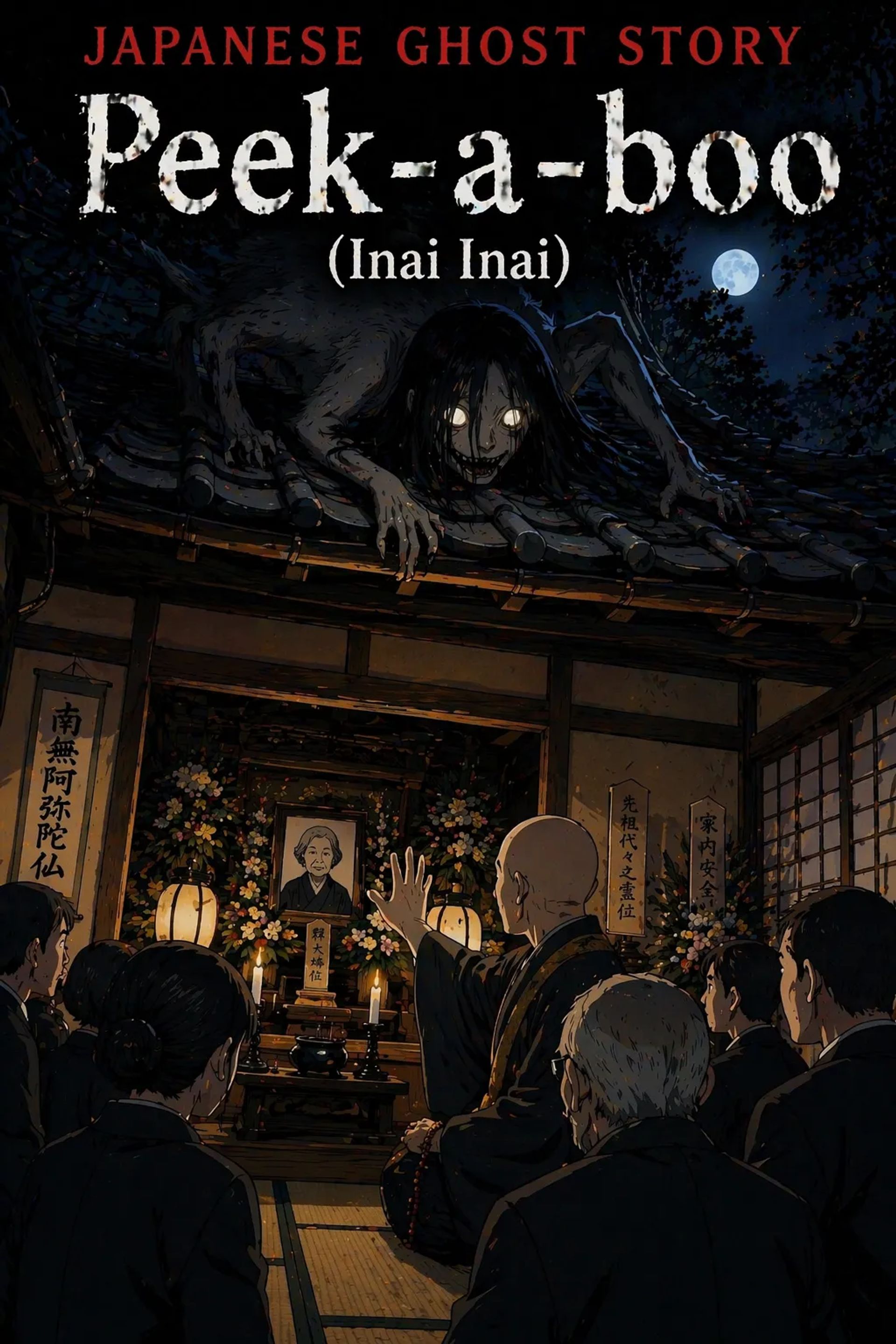 Japanese Ghost Story illustration "title: Peek-a-boo (Inai Inai)"