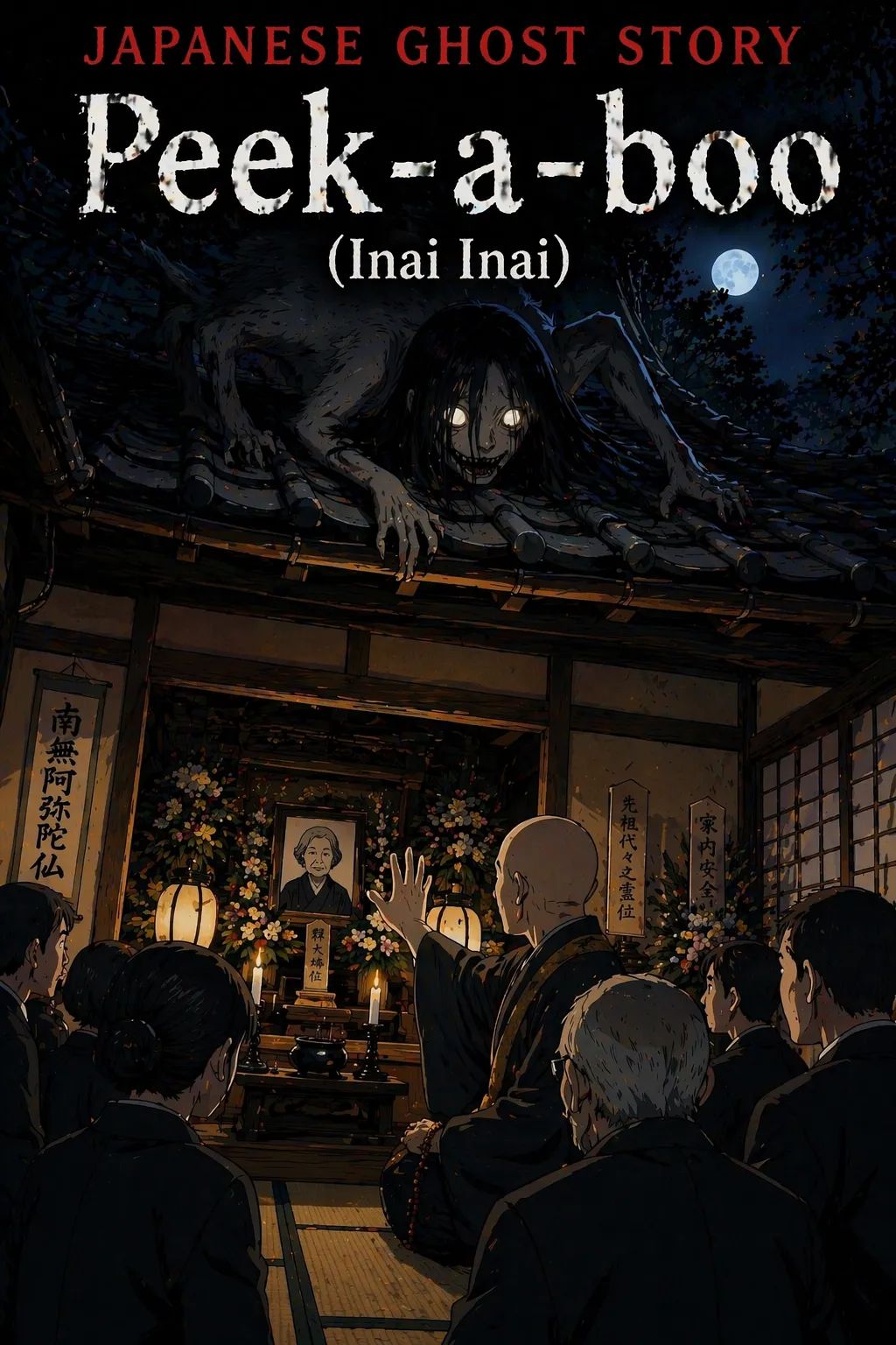 Japanese Ghost Story illustration "title: Peek-a-boo (Inai Inai)"