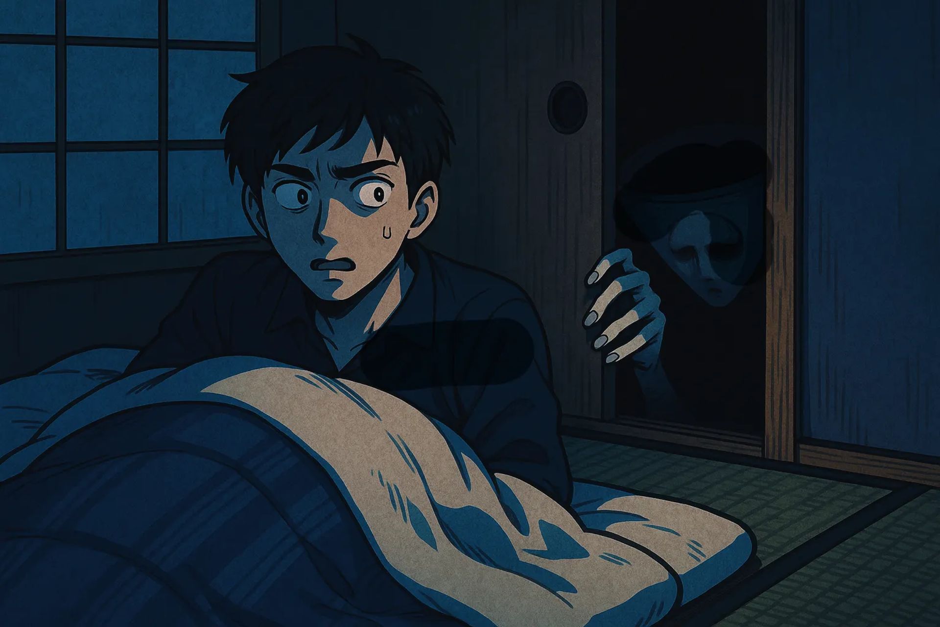 Japanese Ghost Story illustration "title: The Closet in Room 5"