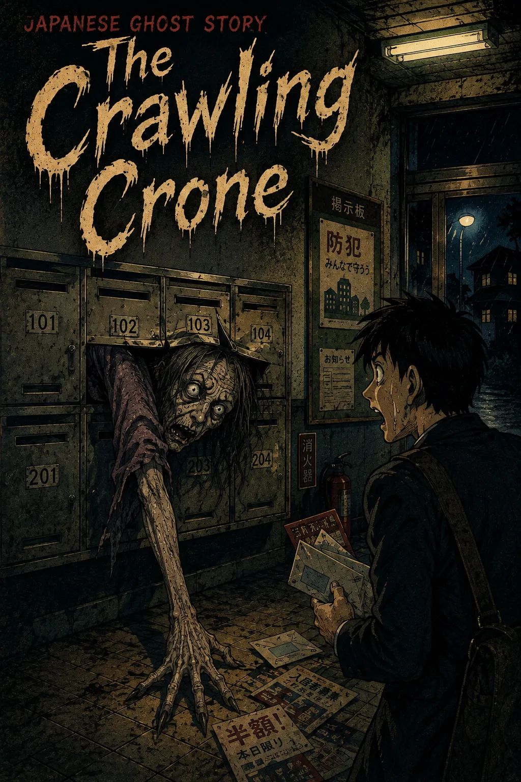 Japanese Ghost Story illustration "title: The Crawling Crone"