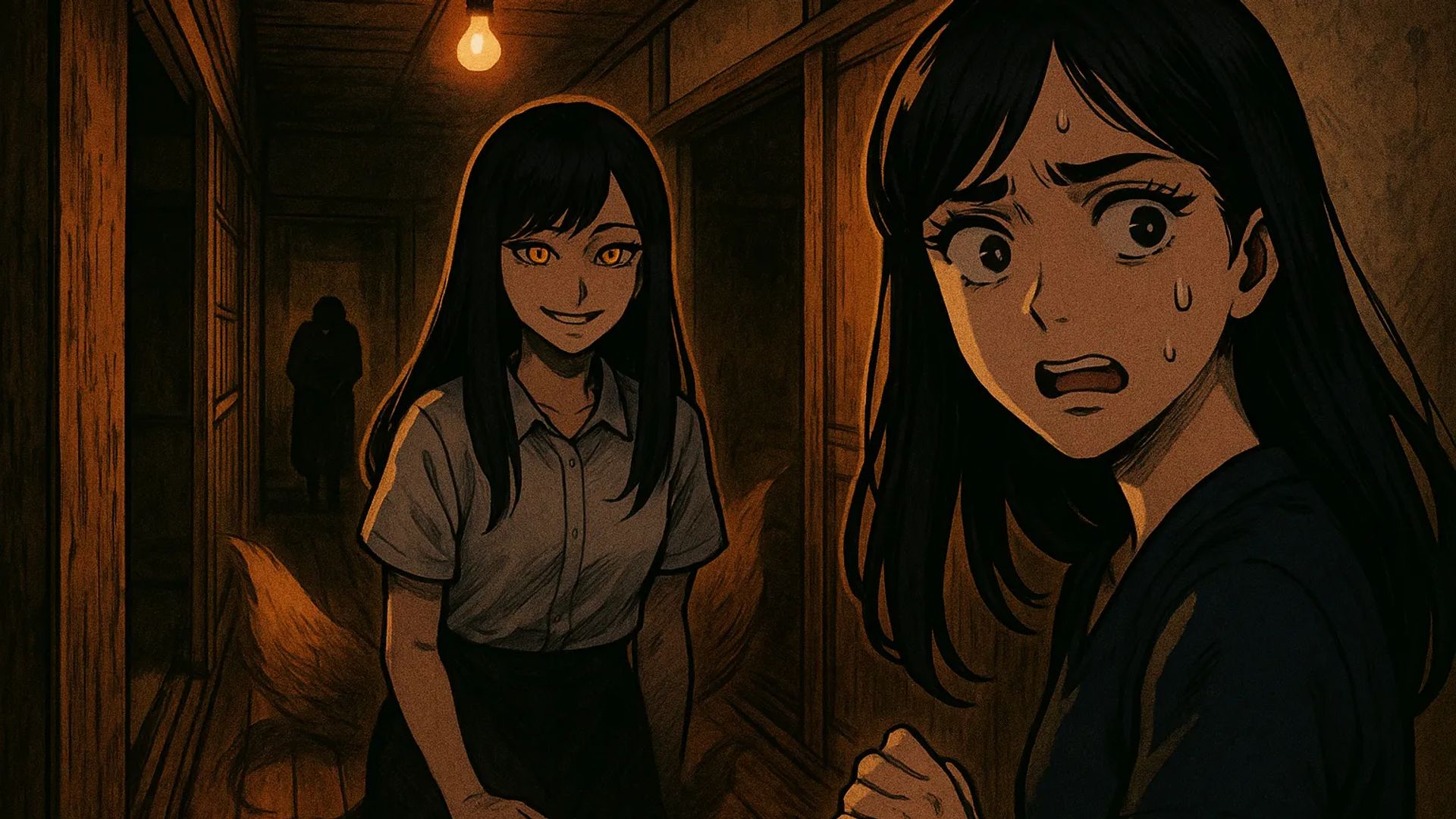 Japanese Ghost Story illustration "title: The Fox Family"