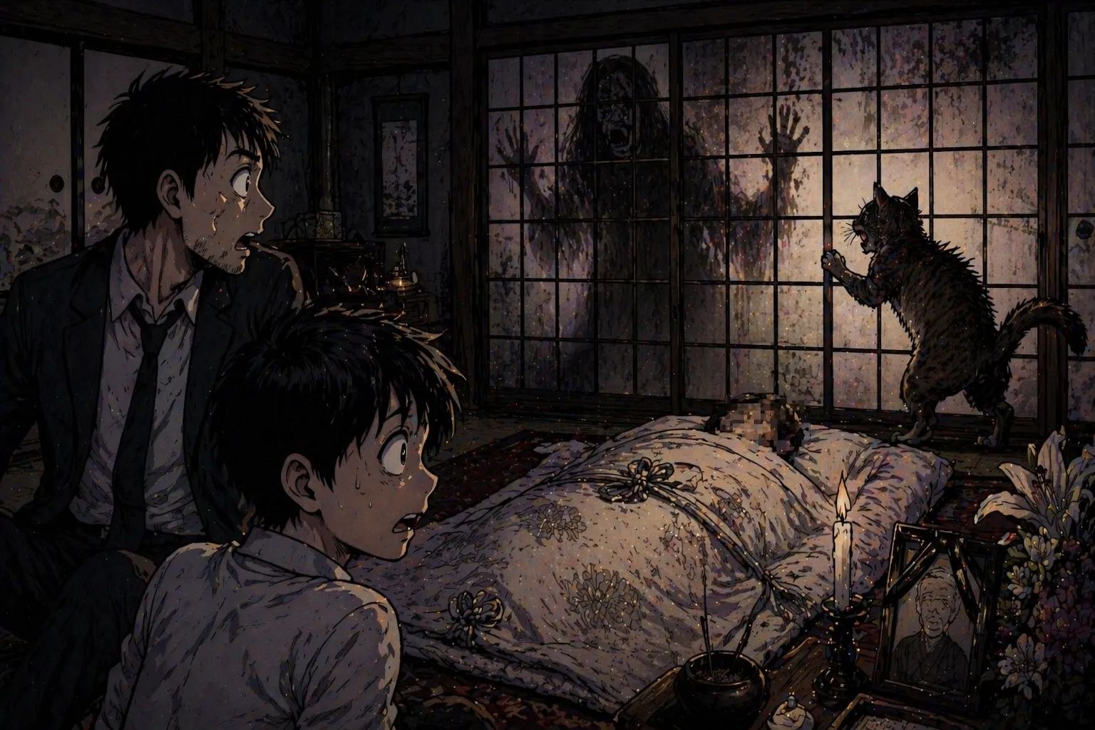 Japanese Ghost Story illustration "title: The Wake Watch"