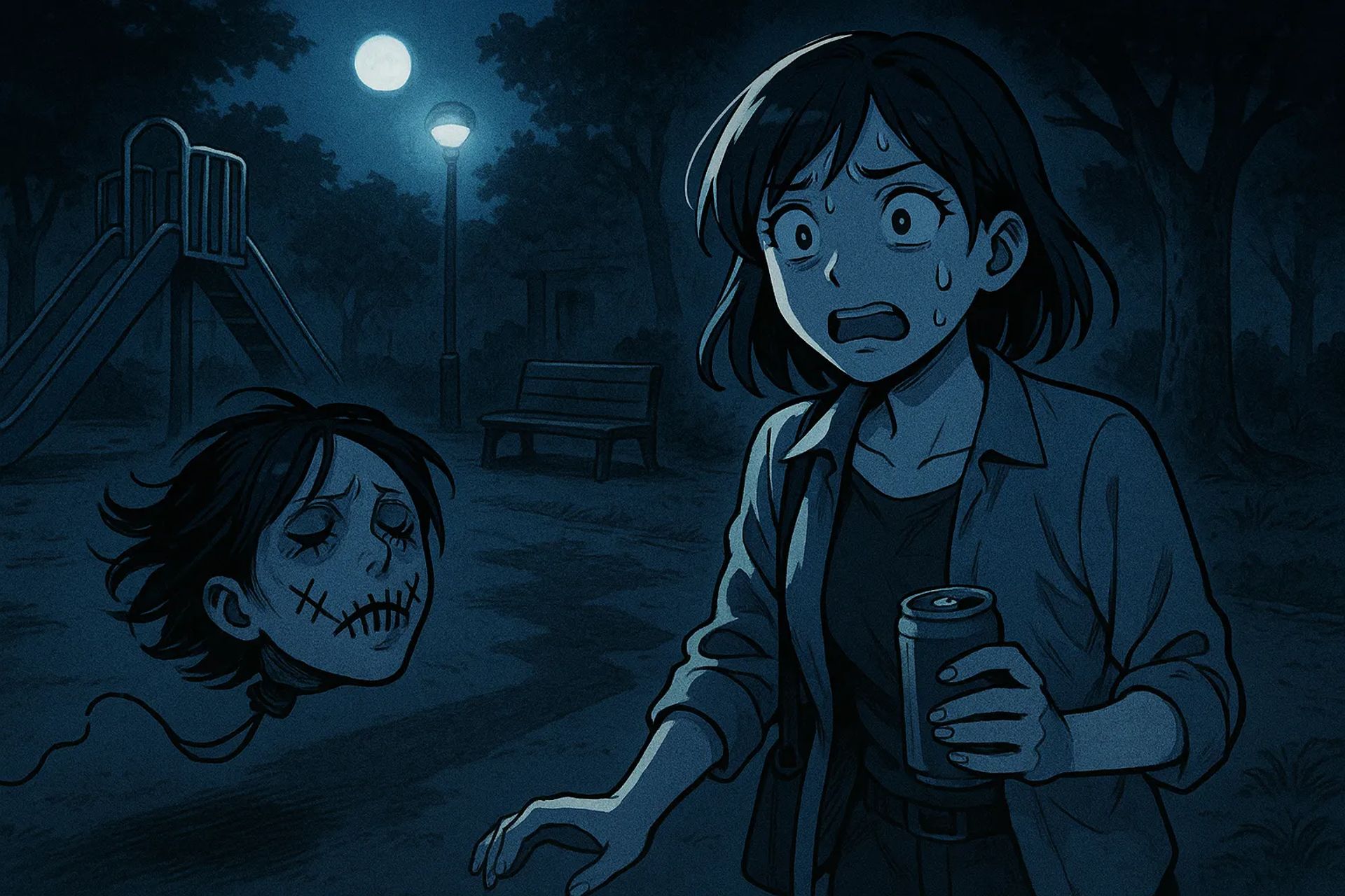 Japanese Ghost Story illustration "title: A Night in the Park"