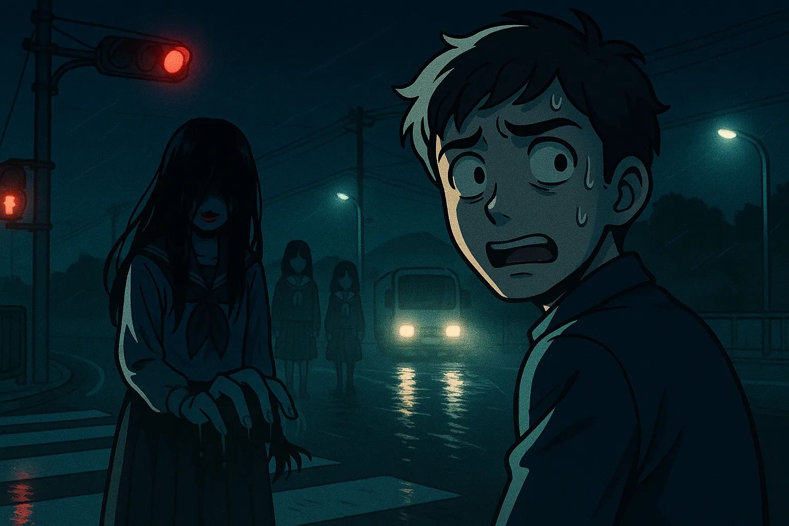 Japanese Ghost Story illustration "title: The Choice of a Prophetic Dream"