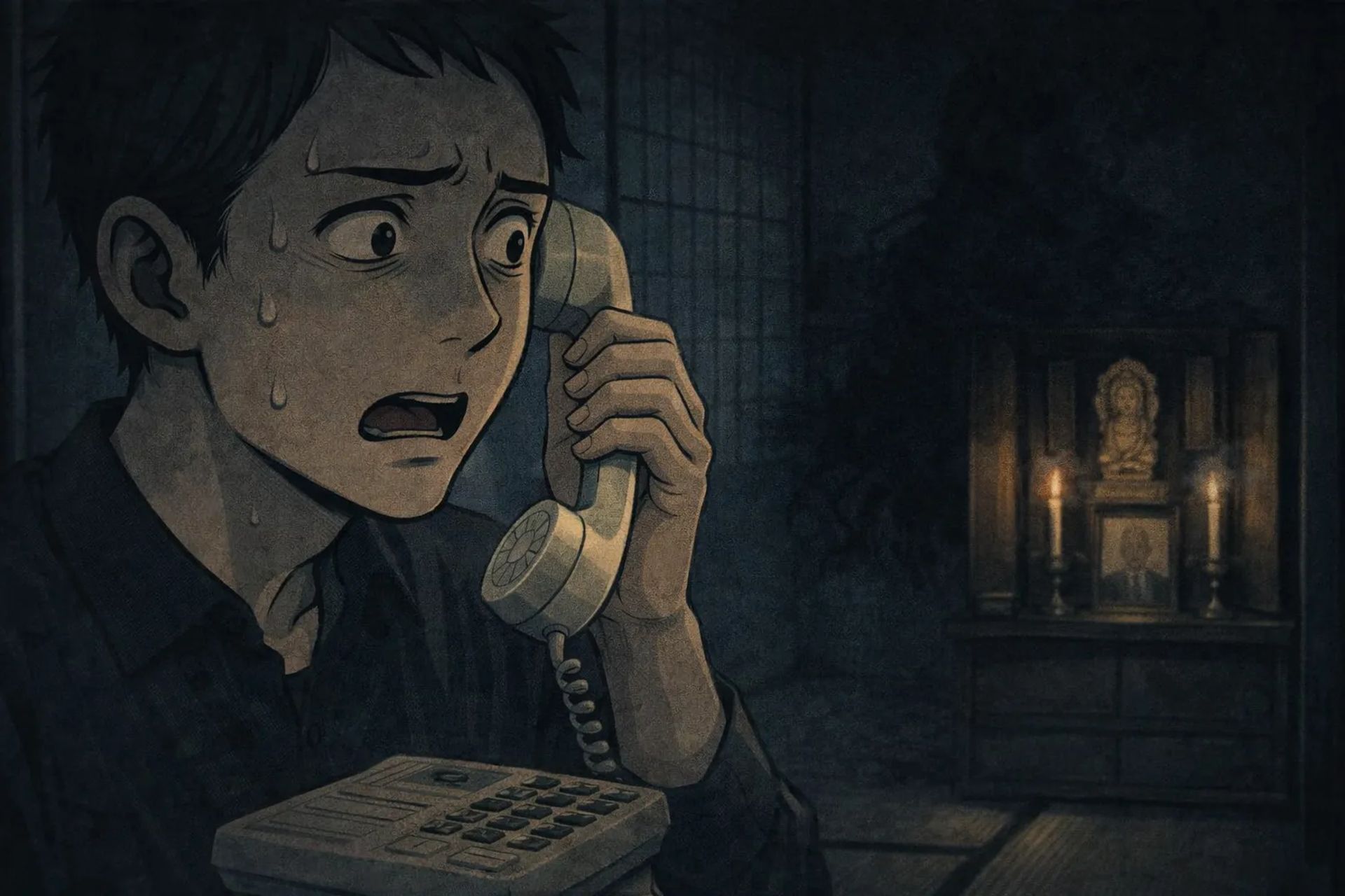 Japanese Ghost Story illustration "title: The Cursed Phone Number"