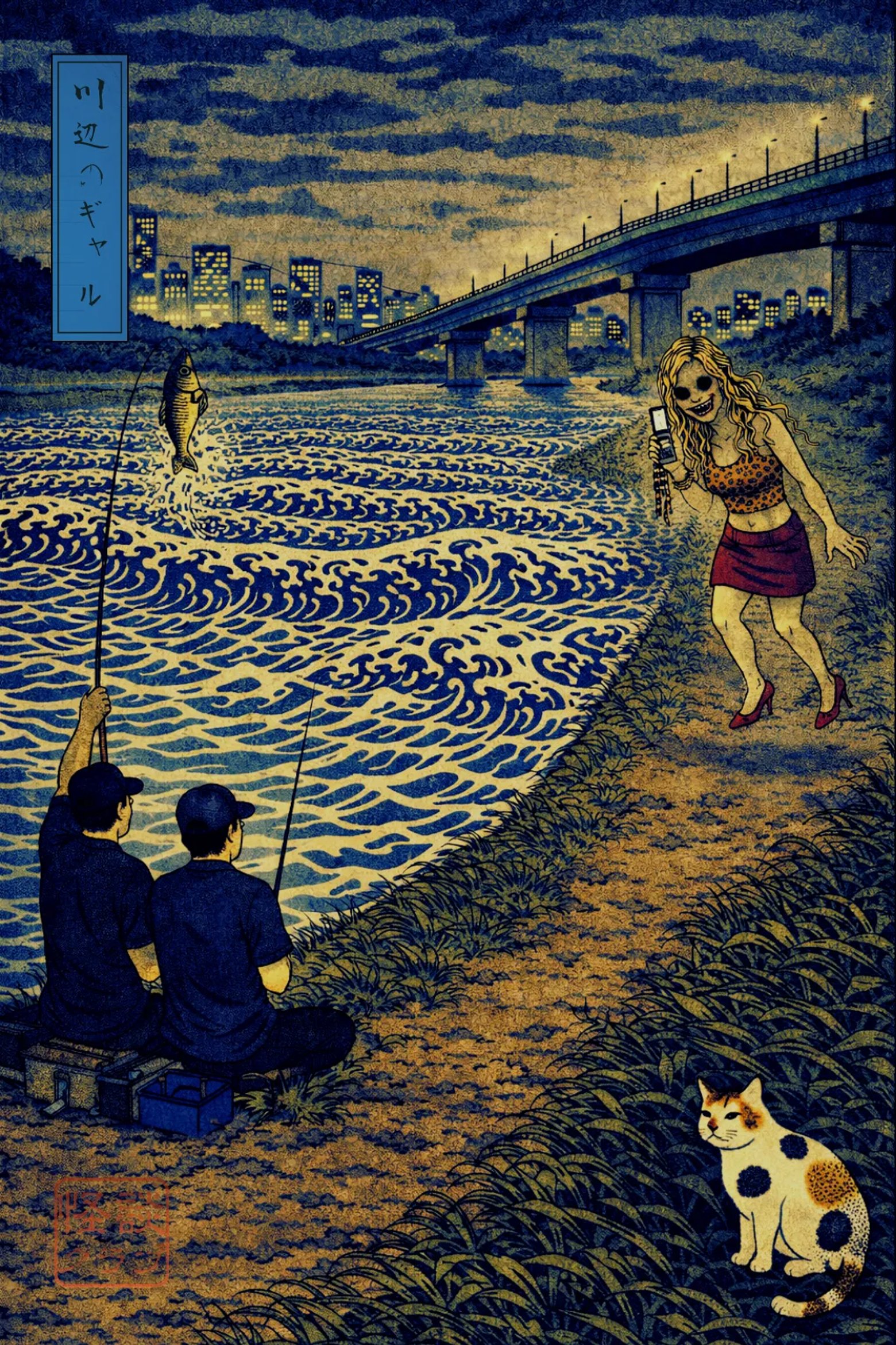 川辺のギャル 浮世絵サムネイル