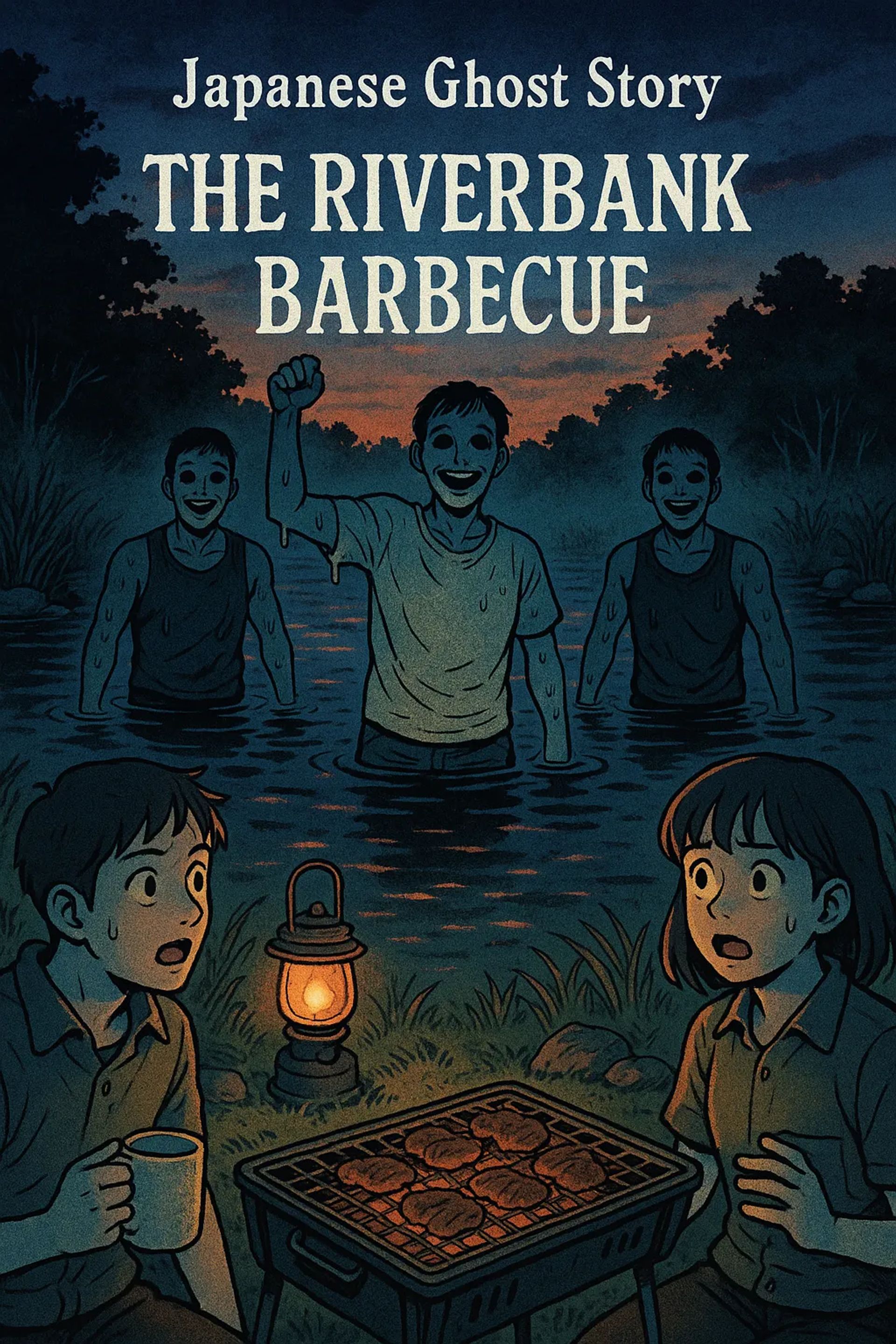 Japanese Ghost Story illustration "title: Barbecue by the River"