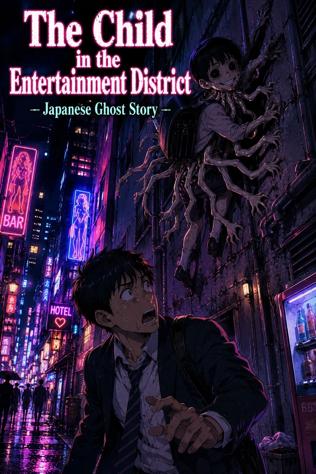 Japanese Ghost Story illustration "title: The Child in the Entertainment District"