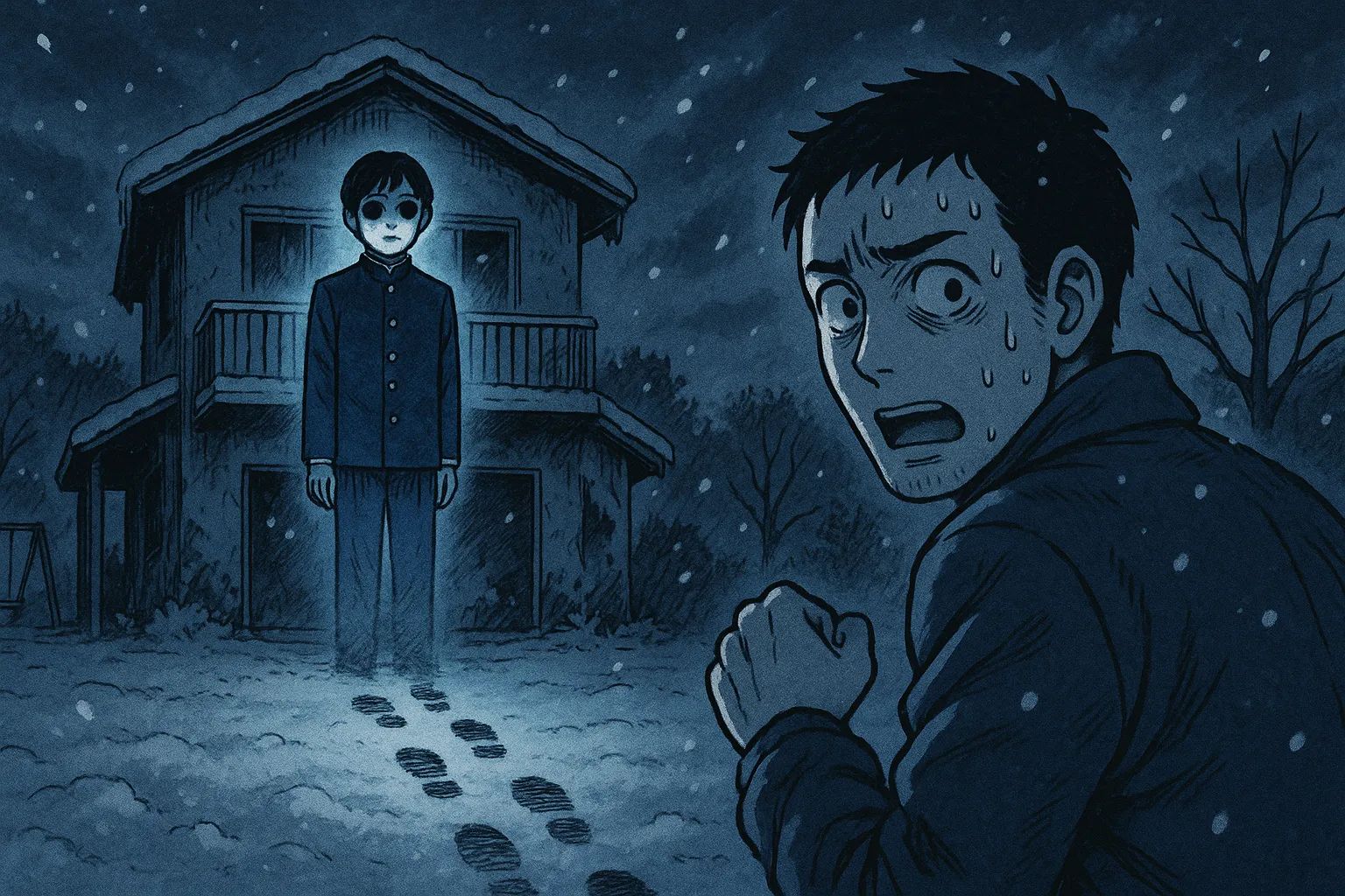 Japanese Ghost Story illustration "title: The House Next to the Park"