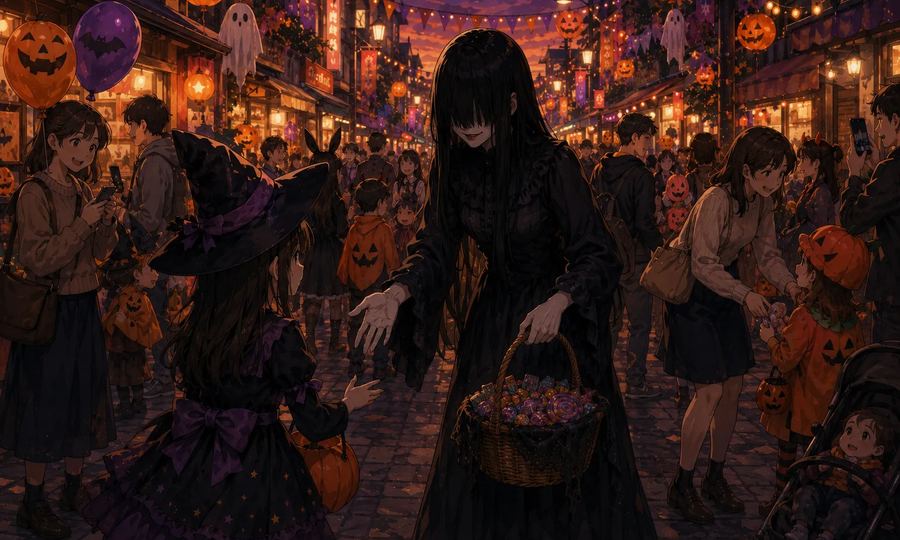 お迎えの女