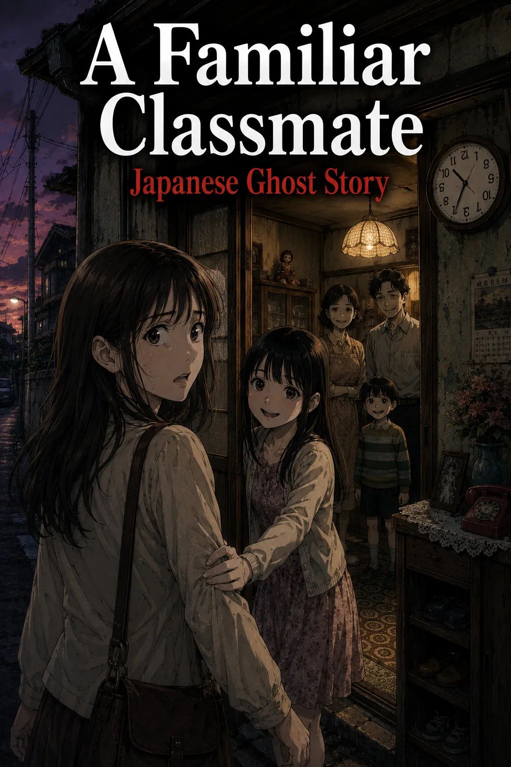 Japanese Ghost Story illustration "title: A Familiar Classmate"
