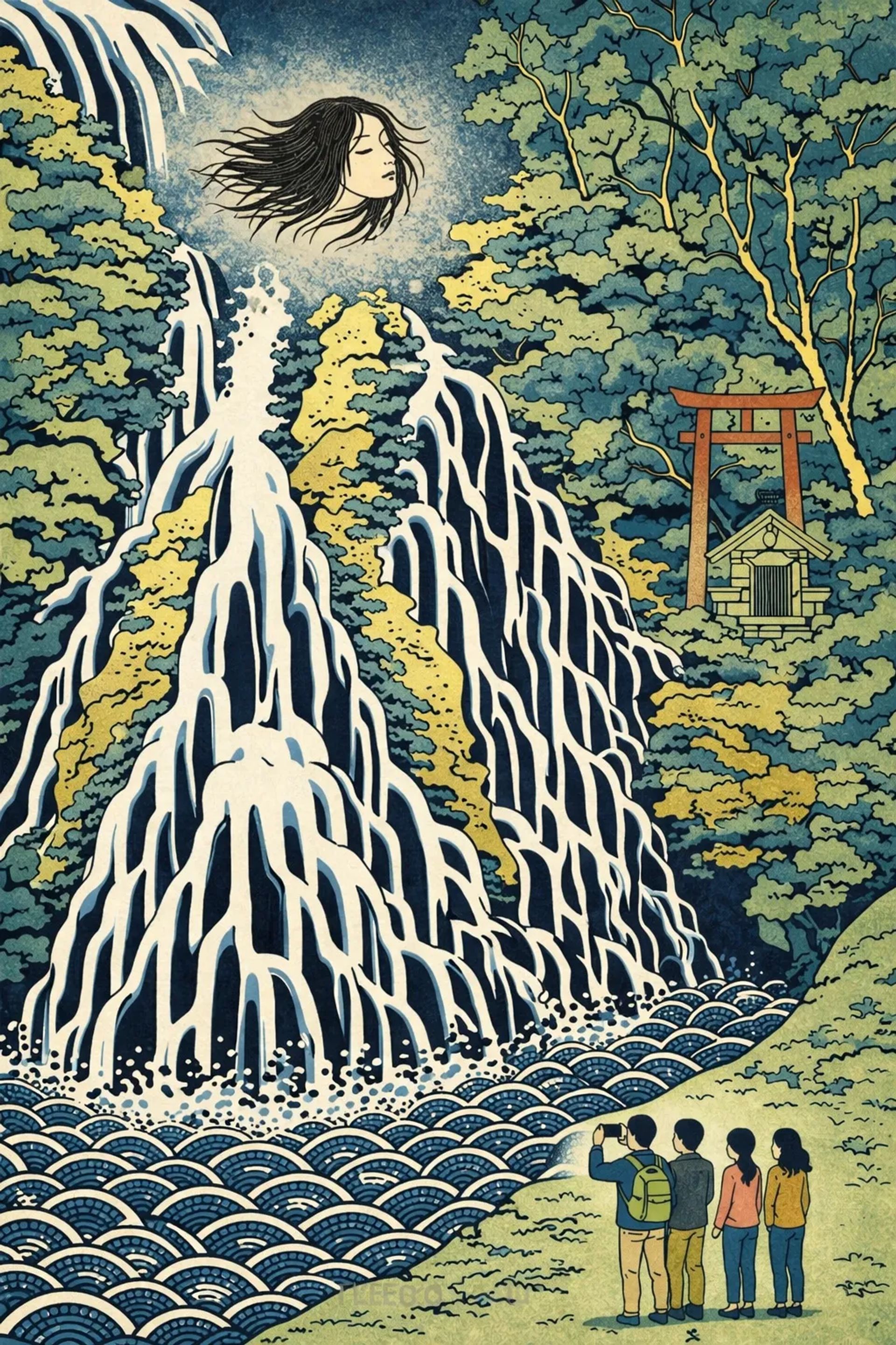 Japanese Ghost Story illustration "title: The Nageretaki Falls"