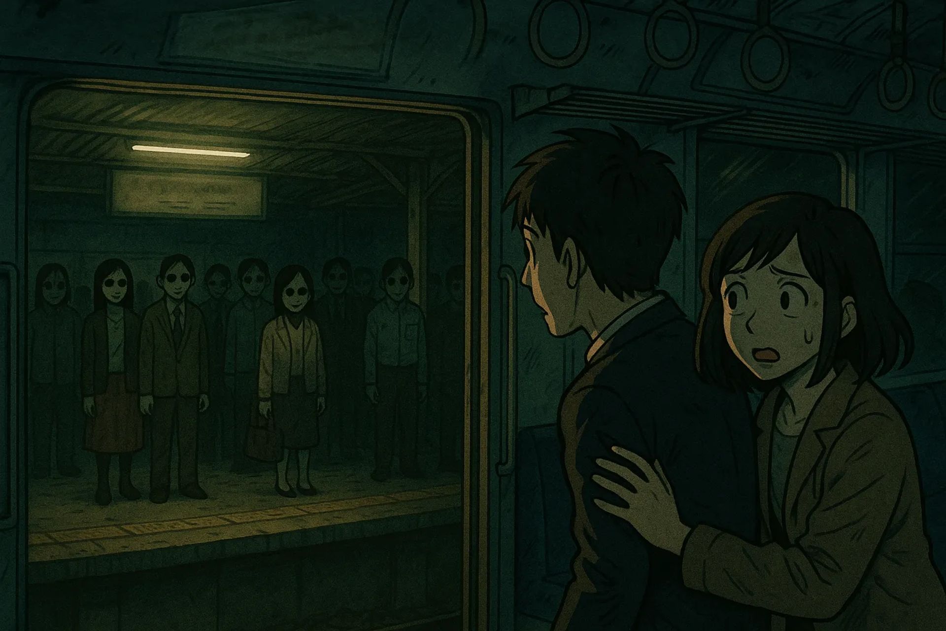 Japanese Ghost Story illustration "title: Gokyo Station"