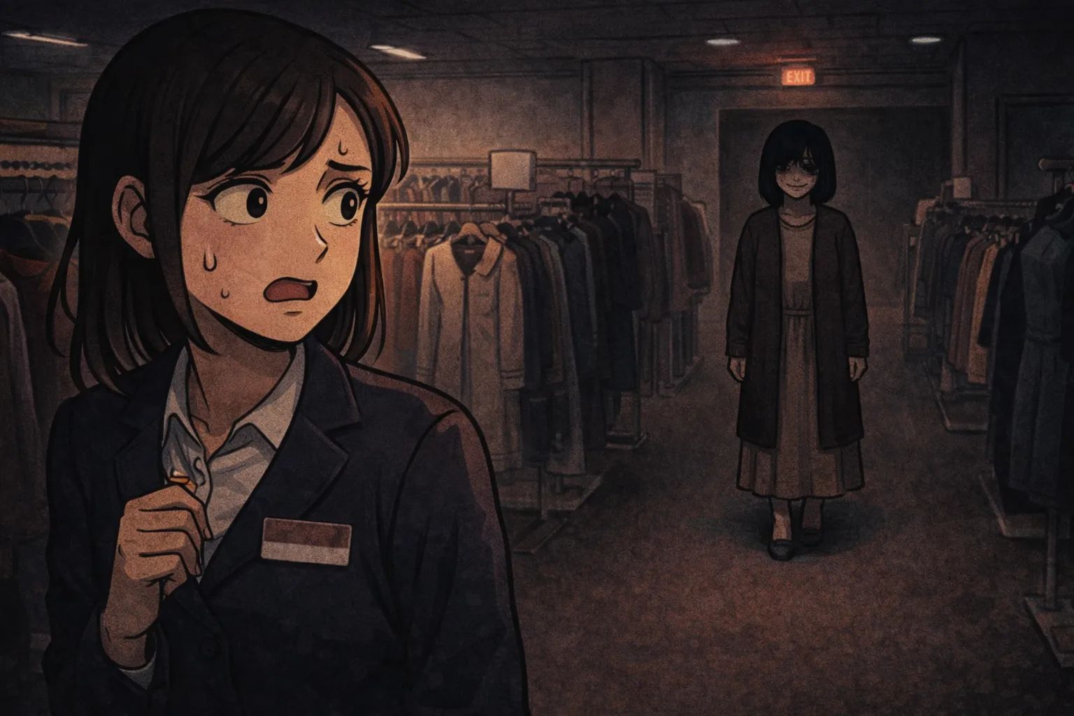 Japanese Ghost Story illustration "title: The Department Store Regular"