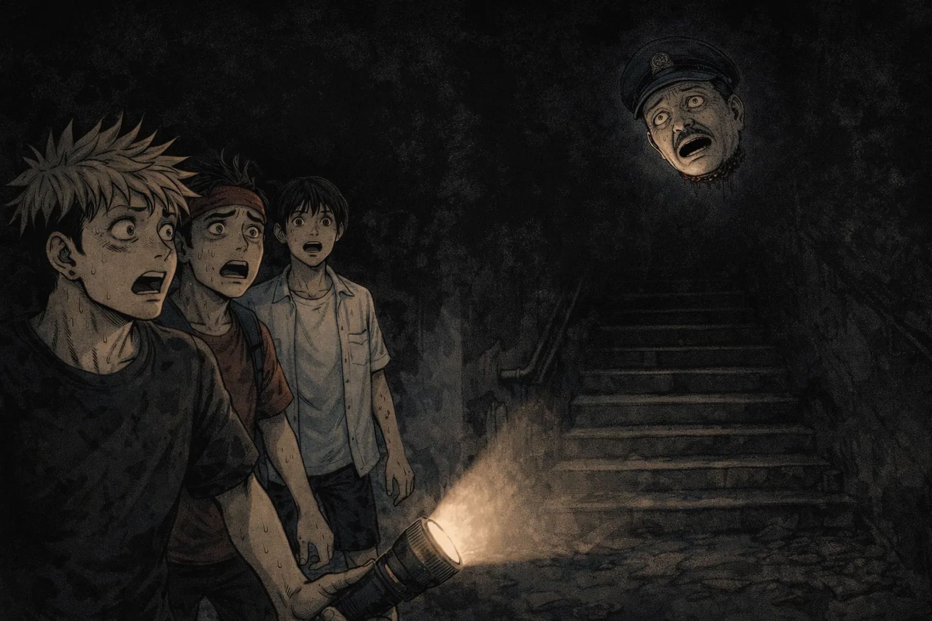 Japanese Ghost Story illustration "title: The Guard at the Ruins"