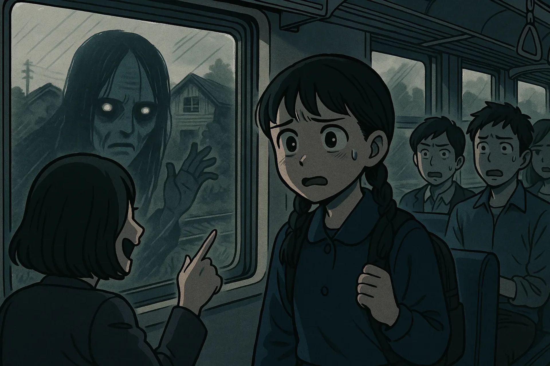 Japanese Ghost Story illustration "title: The House by the Tracks"