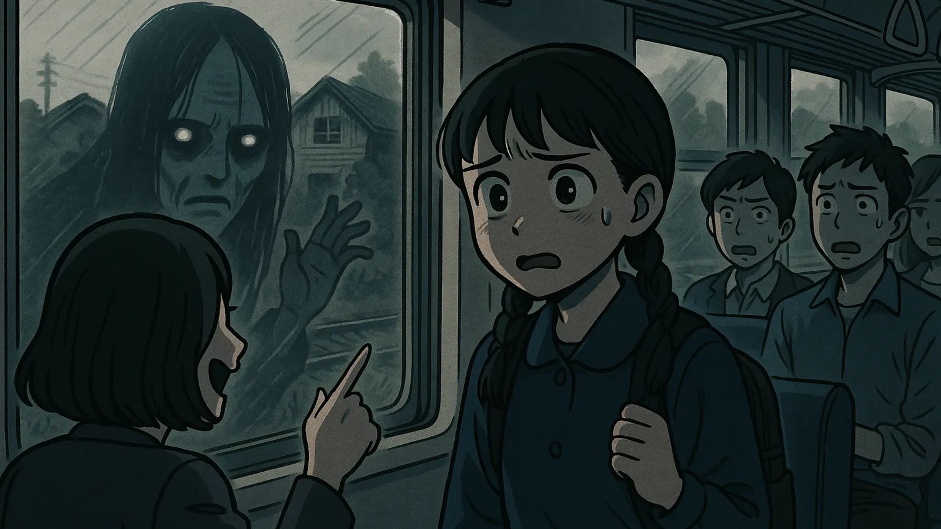 Japanese Ghost Story illustration "title: The House by the Tracks"