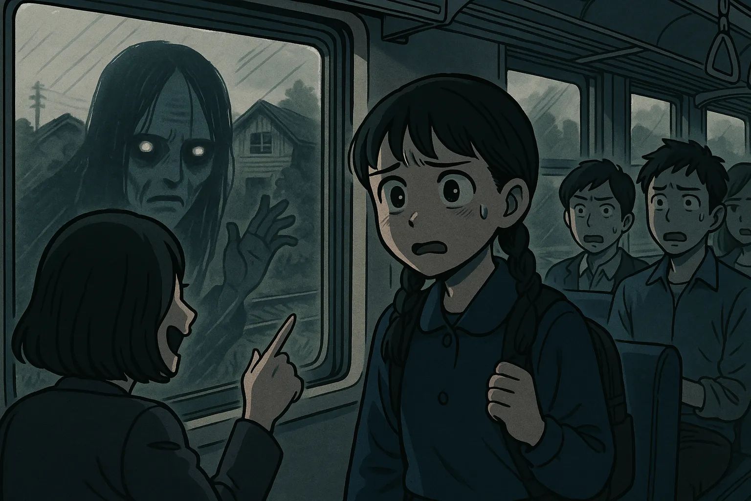 Japanese Ghost Story illustration "title: The House by the Tracks"