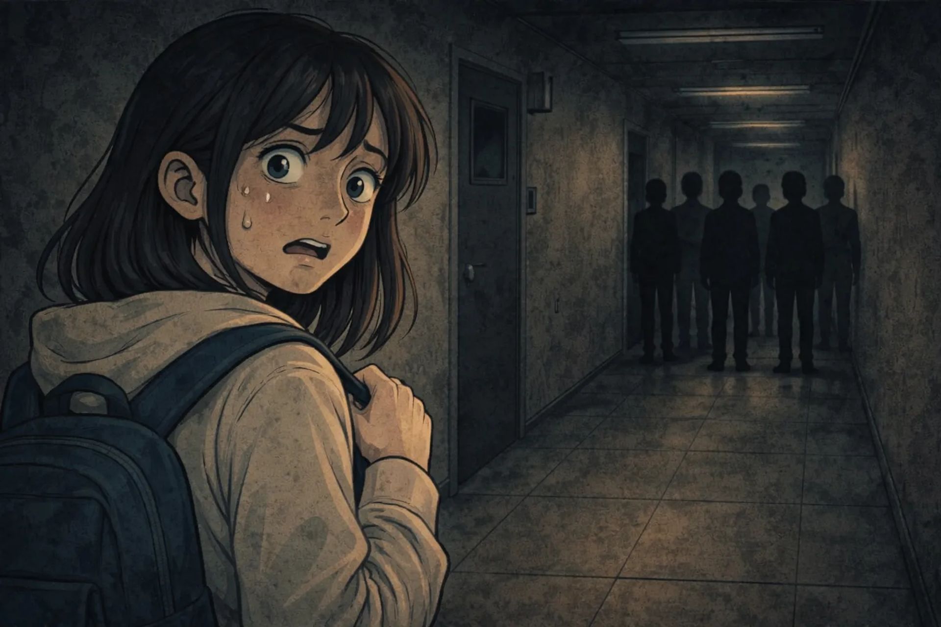 Japanese Ghost Story illustration "title: The Other Building on Campus"
