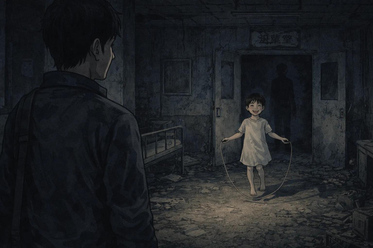 Japanese Ghost Story illustration "title: 廃病院の子供"