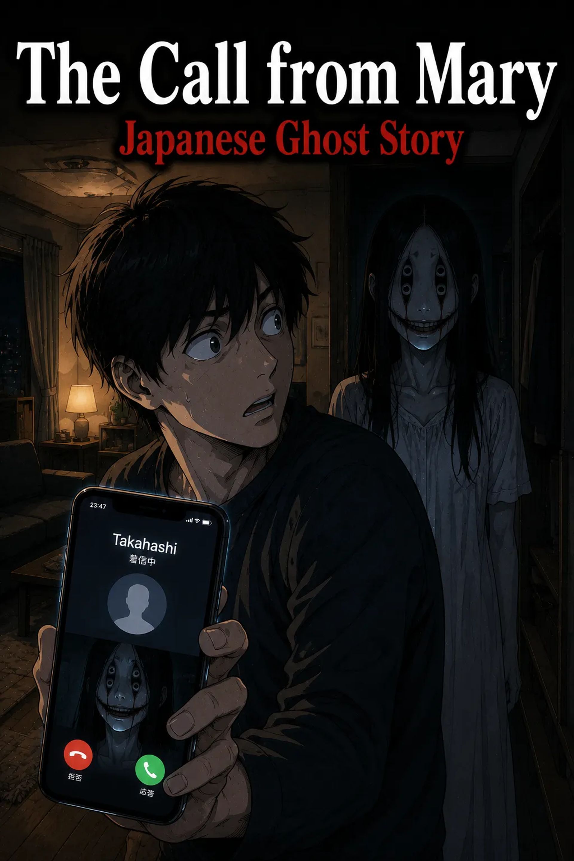 Japanese Ghost Story illustration "title: The Call from Mary"