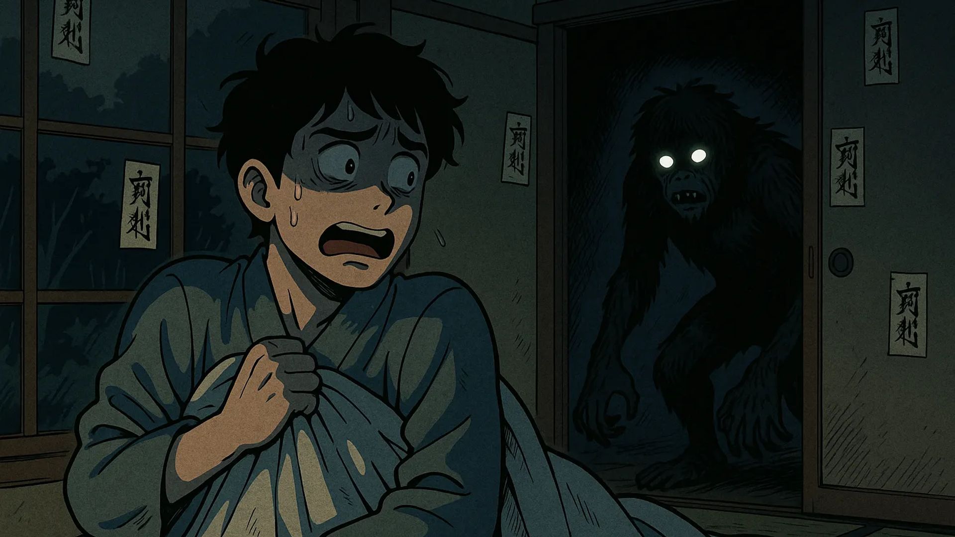 Japanese Ghost Story illustration "title: Mountain-side room"