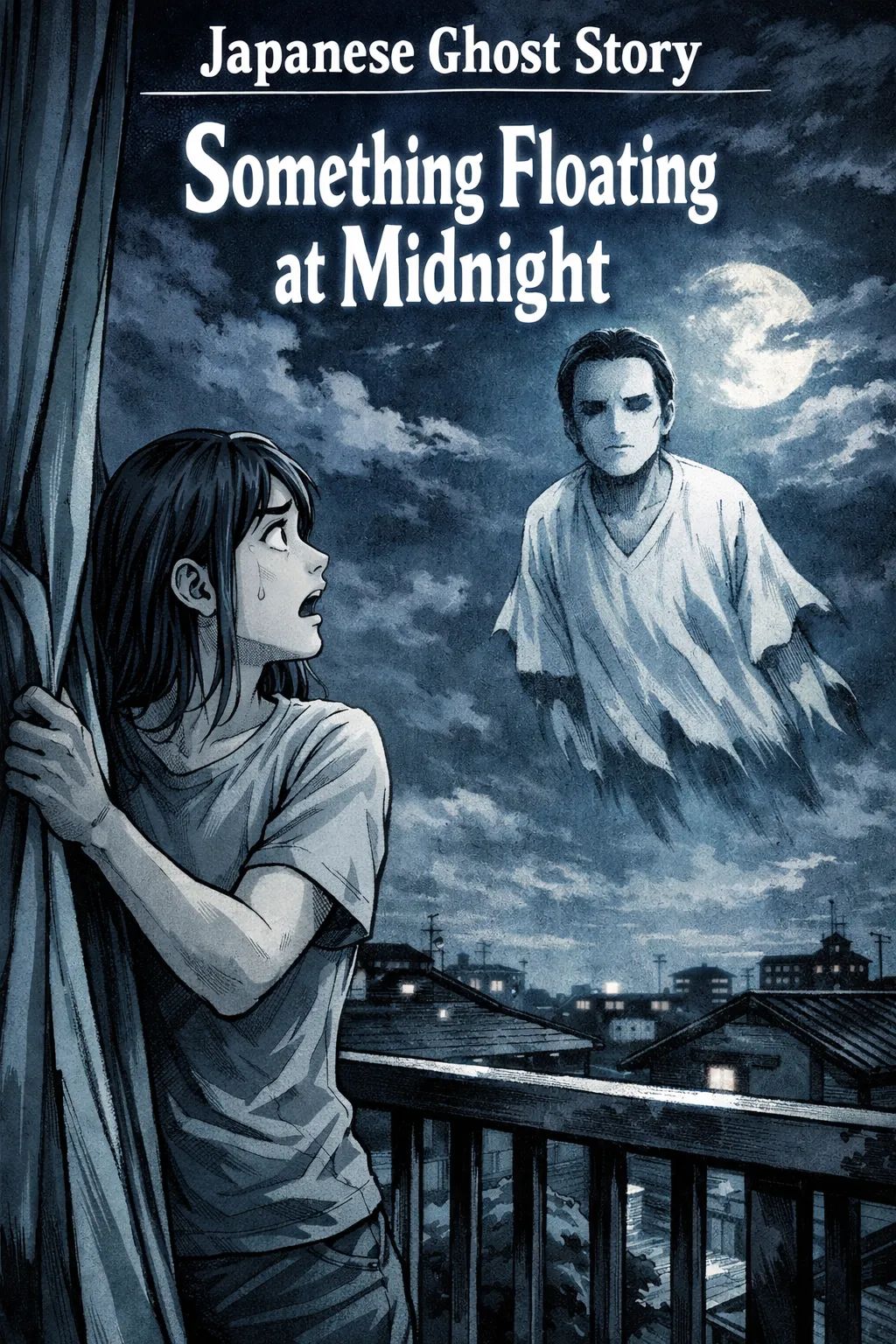 Japanese Ghost Story illustration "title: Something Floating at Midnight"
