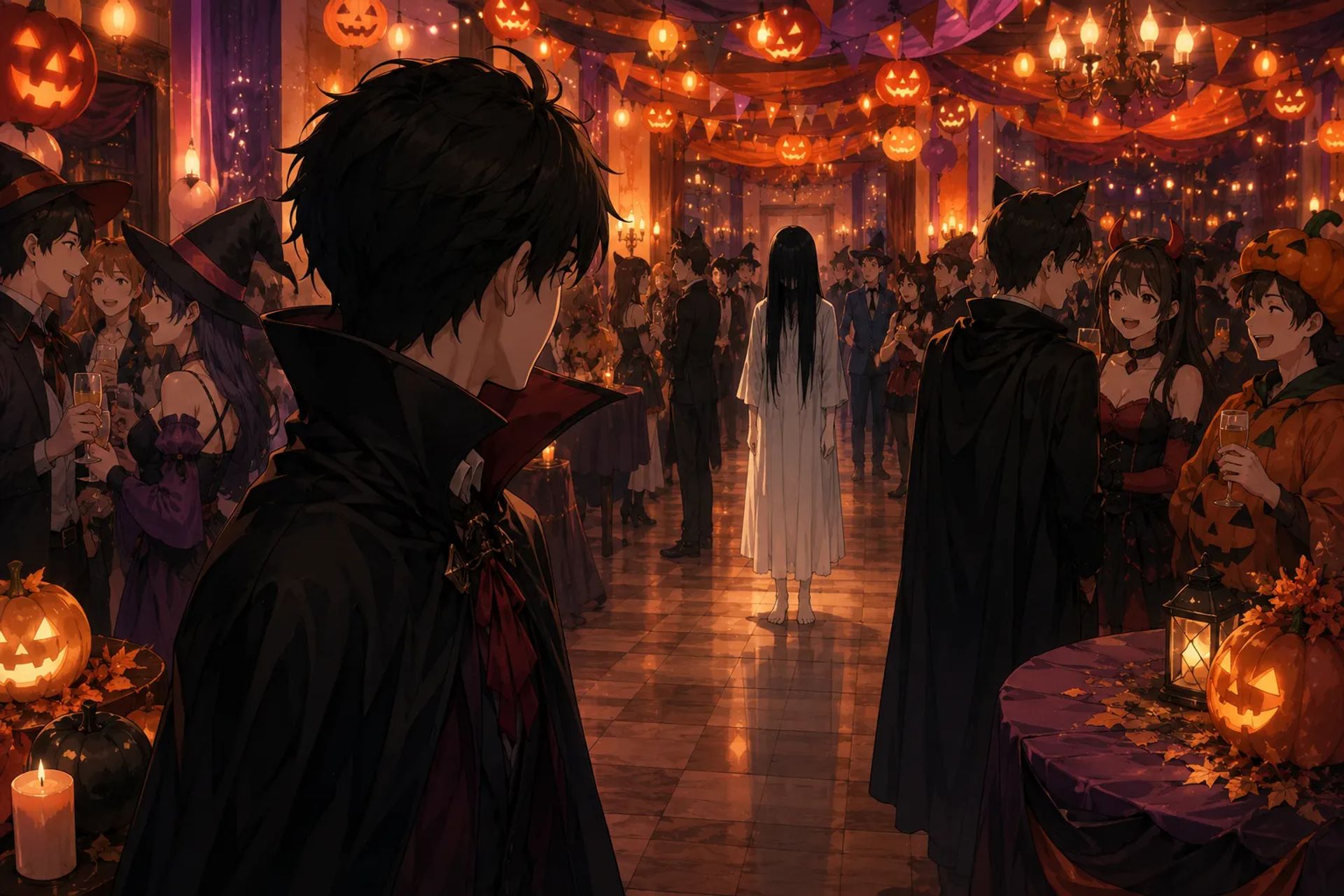 Japanese Ghost Story illustration "title: The Halloween Mixer"