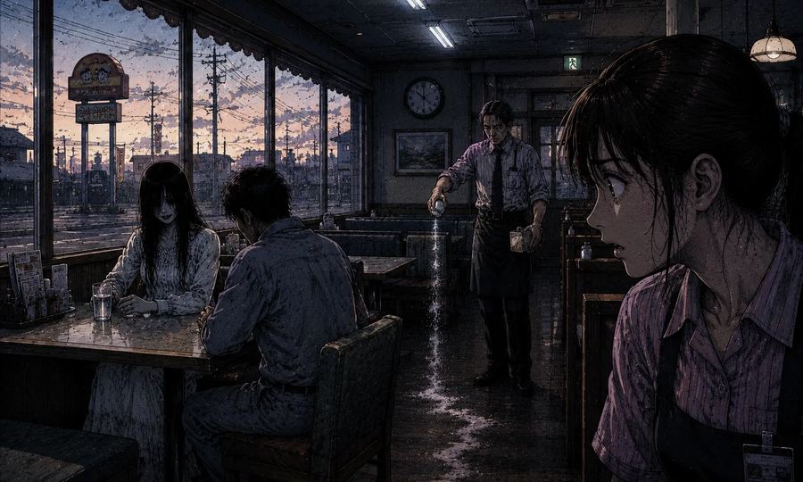 早朝のファミレス