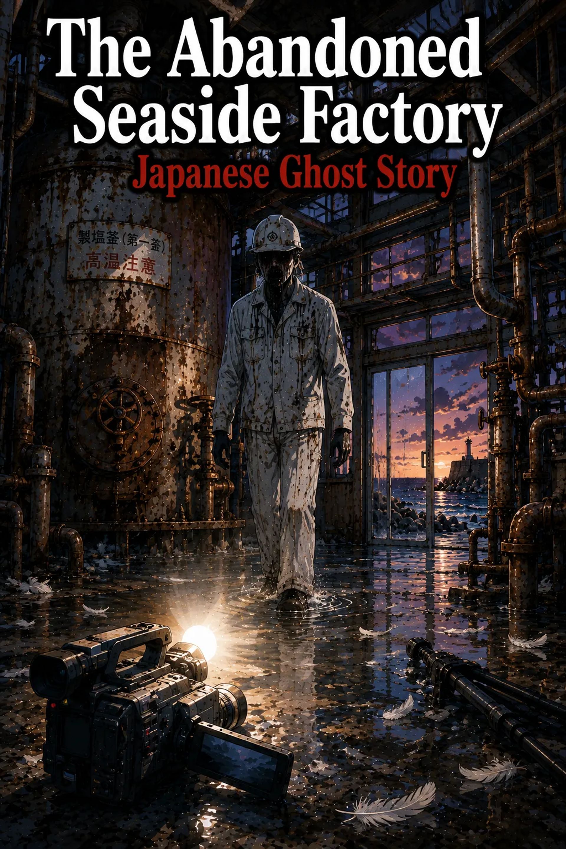 Japanese Ghost Story illustration "title: The Abandoned Seaside Factory"