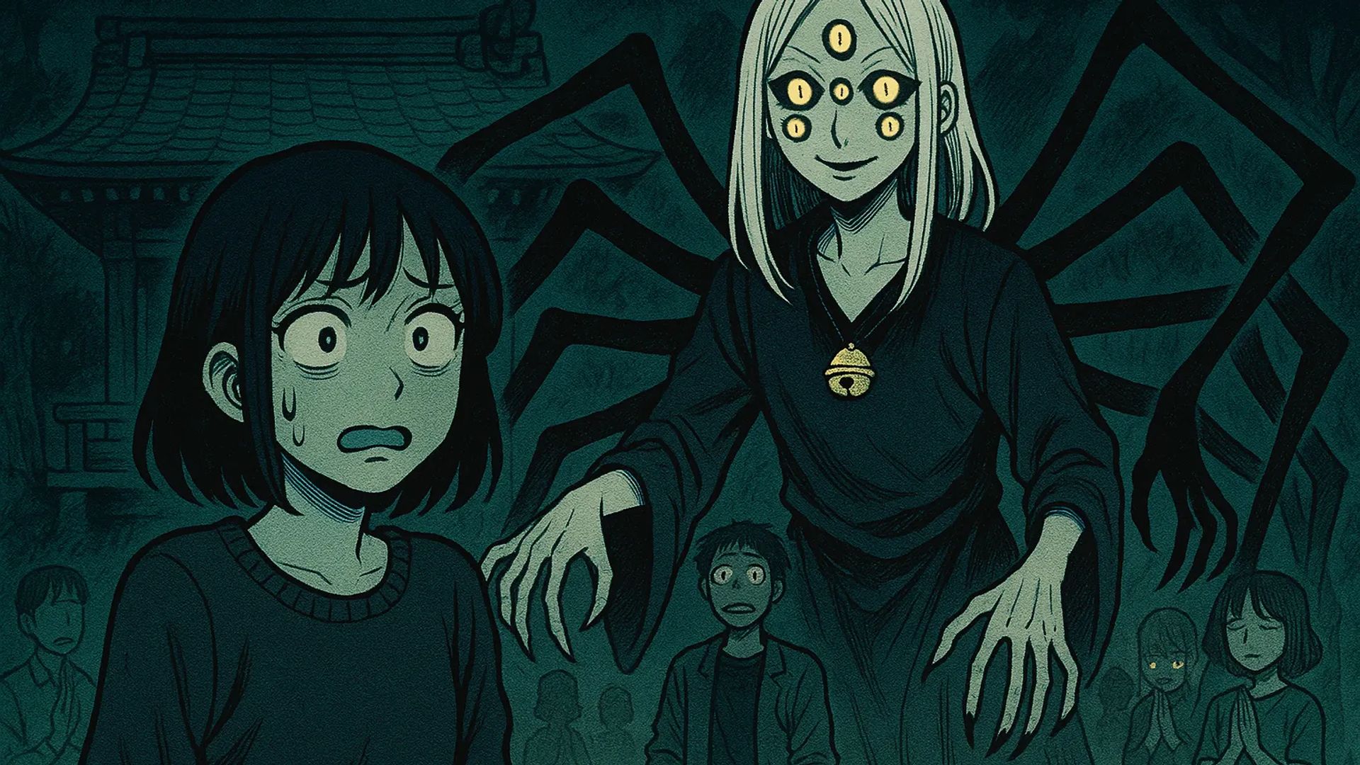 Japanese Ghost Story illustration "title: The Shrine of Dreams"