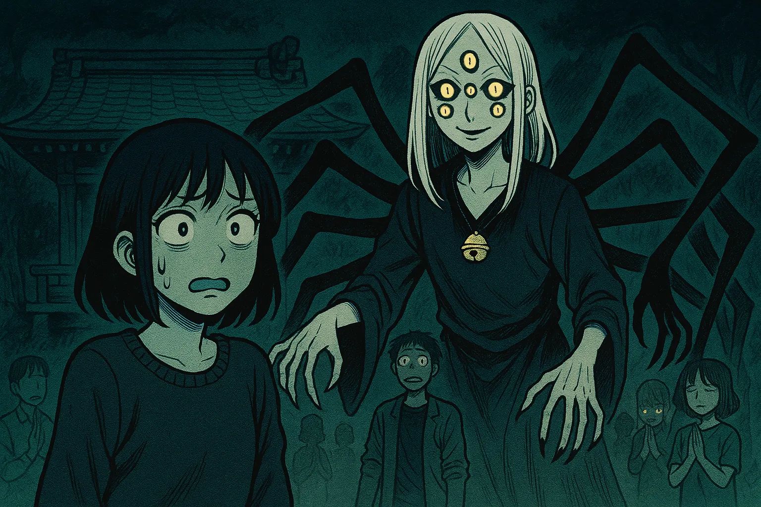 Japanese Ghost Story illustration "title: The Shrine of Dreams"