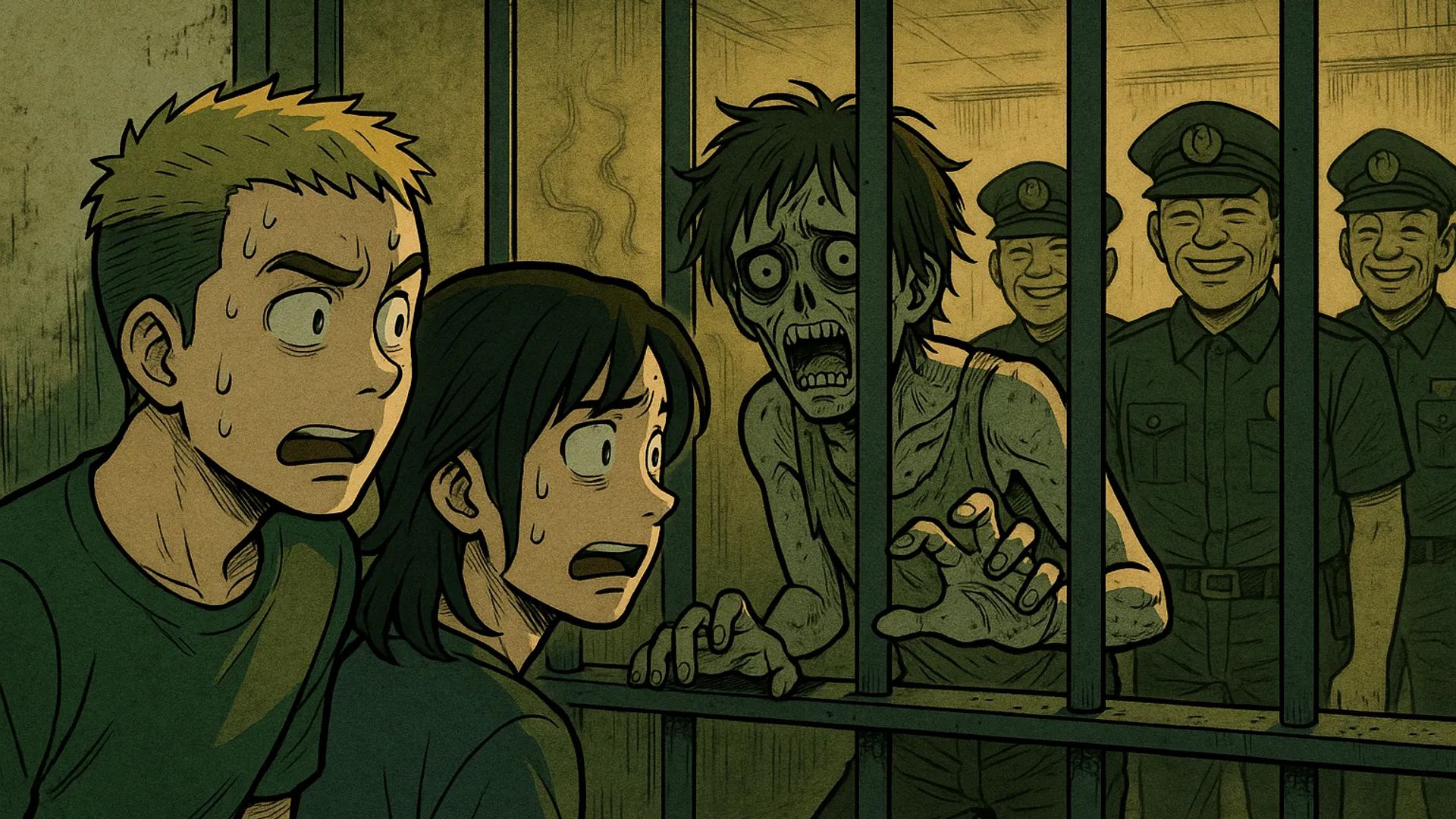 Japanese Ghost Story illustration "title: The Deserted Bus Stop in the Countryside"