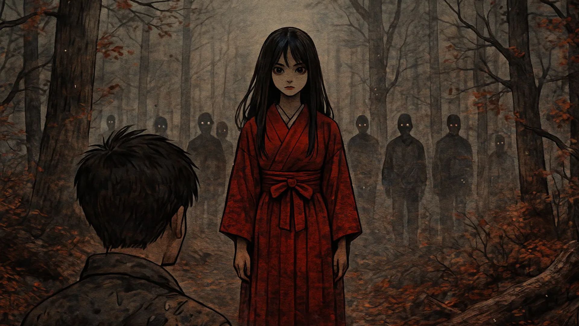 Japanese Ghost Story illustration "title: Mountain Bride"