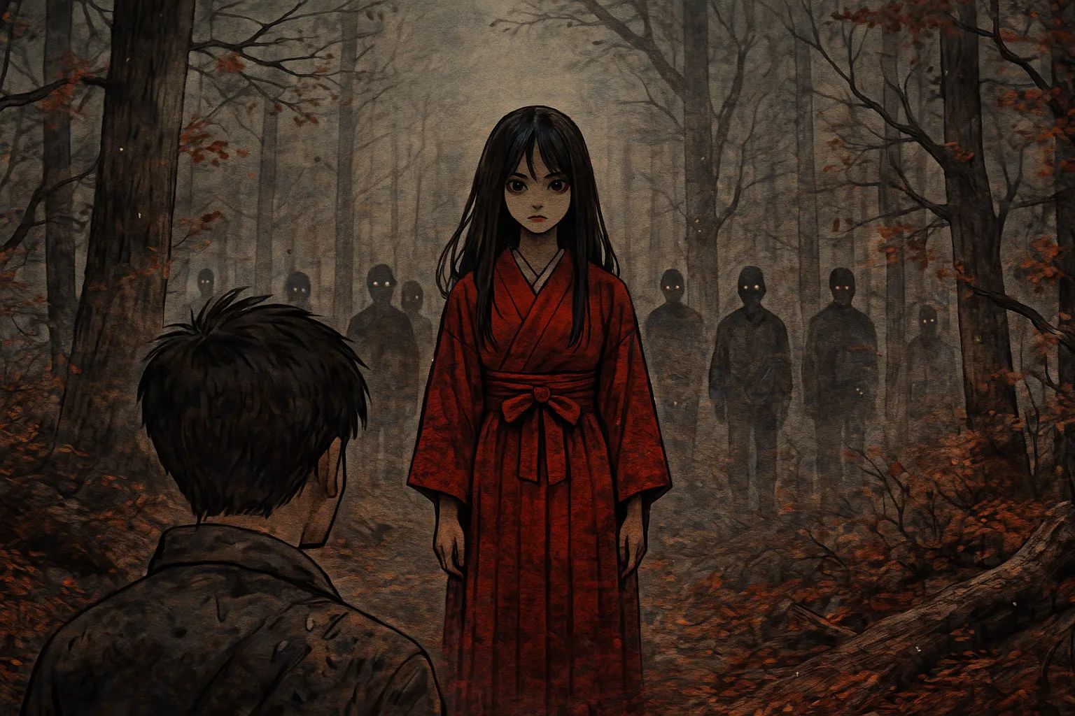 Japanese Ghost Story illustration "title: Mountain Bride"