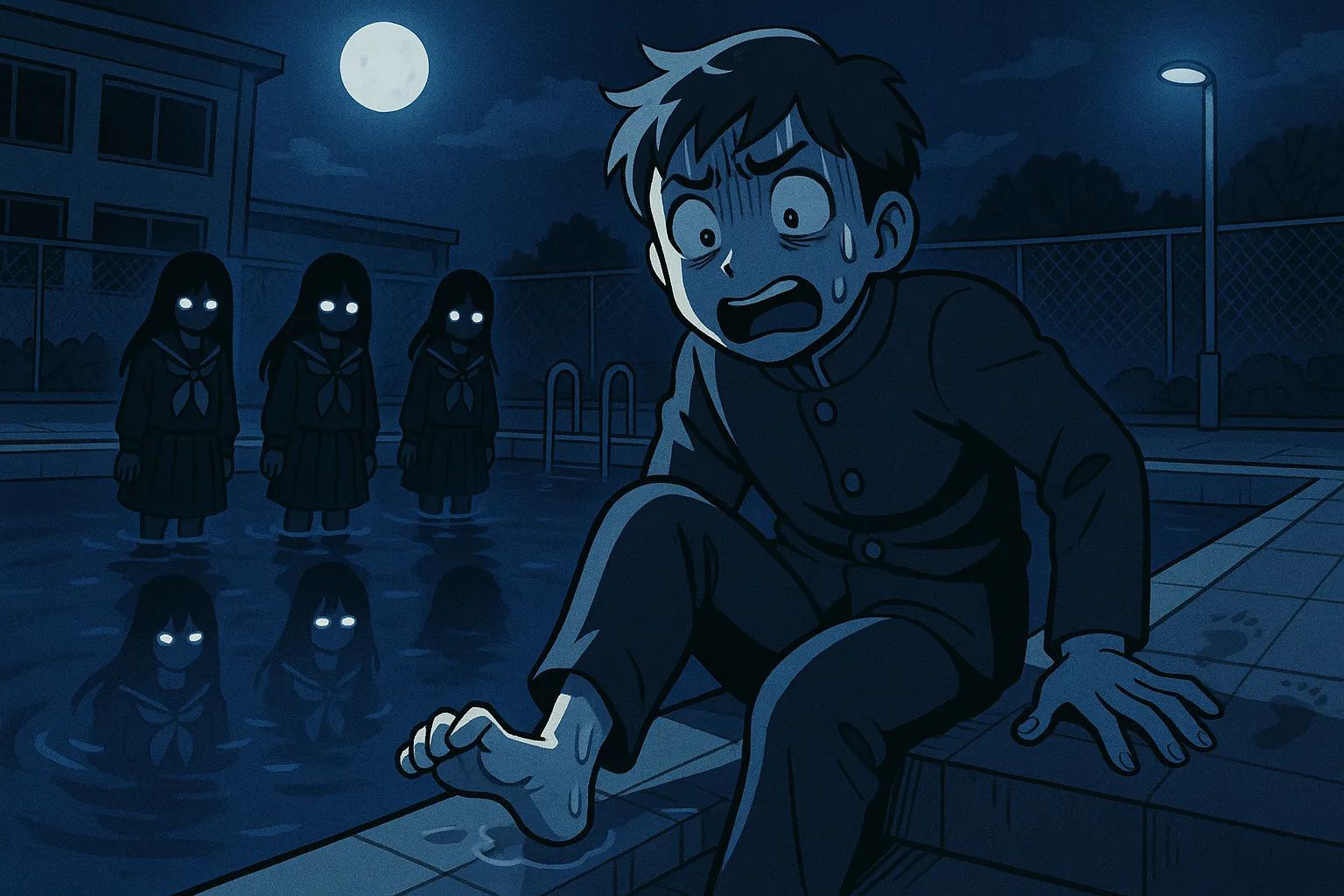 Japanese Ghost Story illustration "title: The Winter Pool"