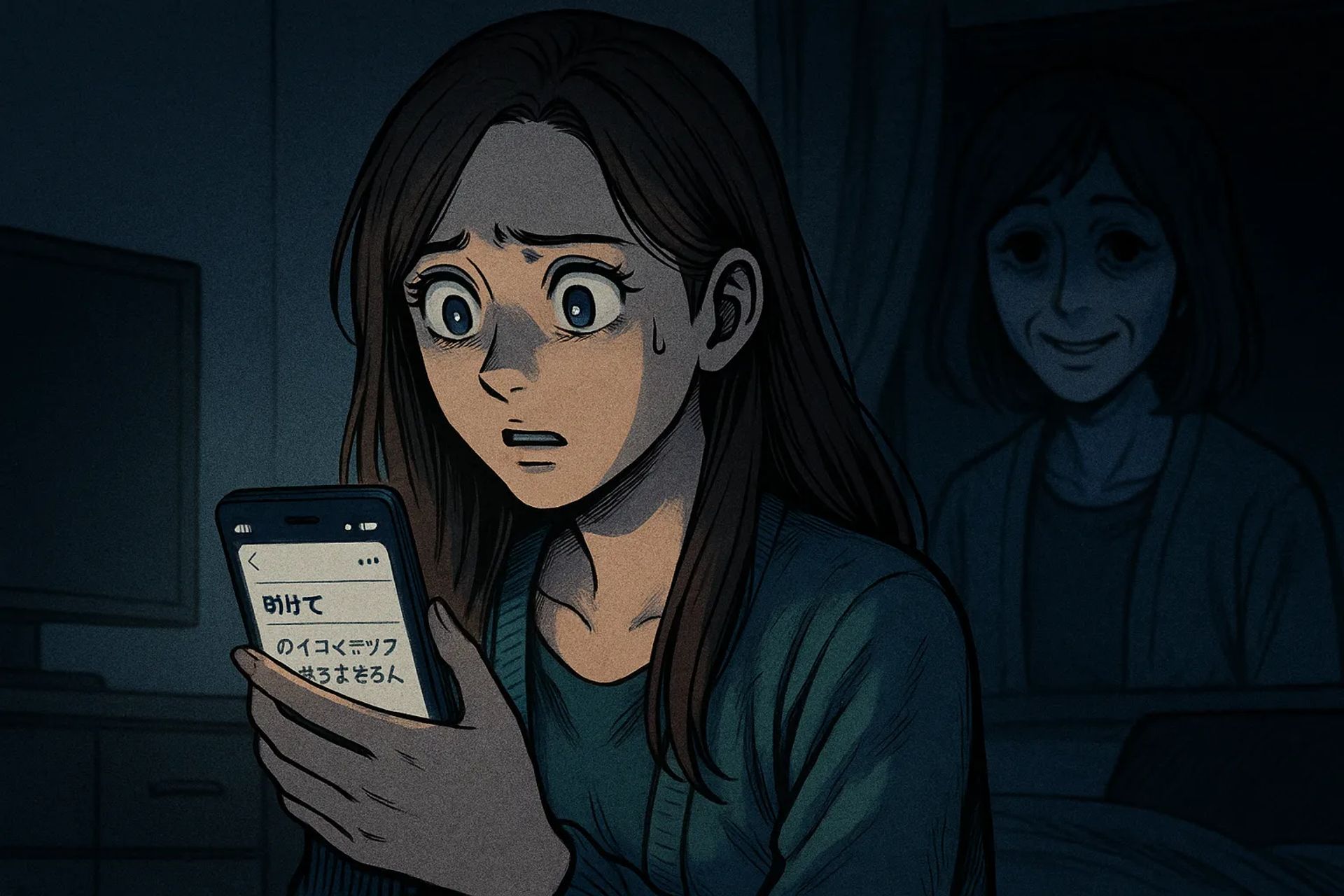 Japanese Ghost Story illustration "title: The Suspicious Spam Mail"