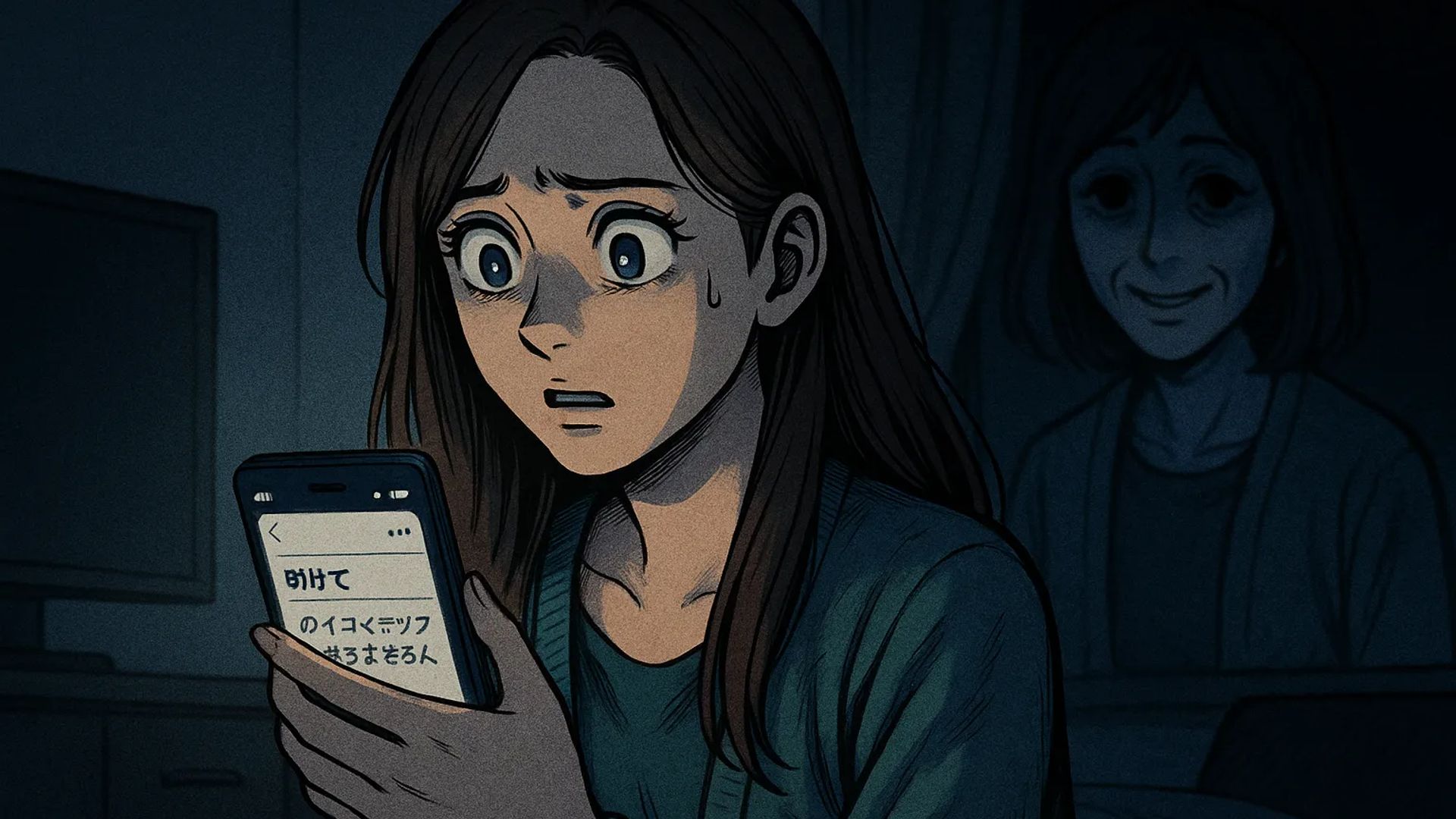 Japanese Ghost Story illustration "title: The Suspicious Spam Mail"