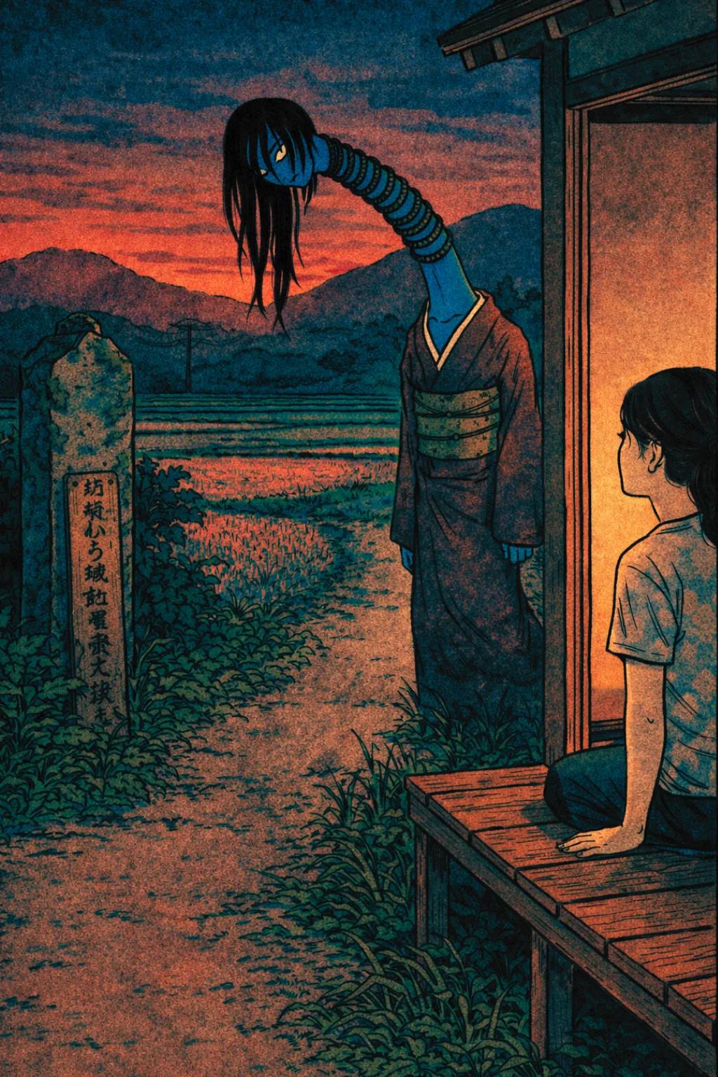 The Long-Necked Woman at Dusk