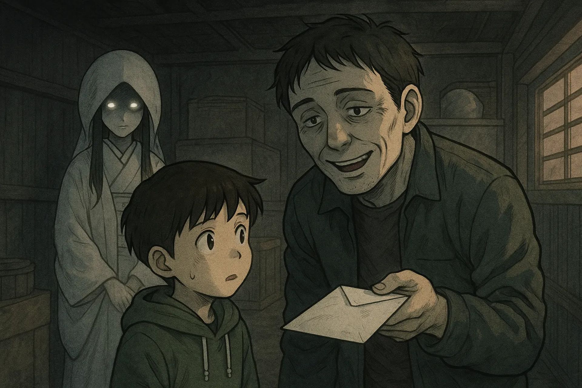 Japanese Ghost Story illustration "title: The Man Who Gave Me New Year’s Money"