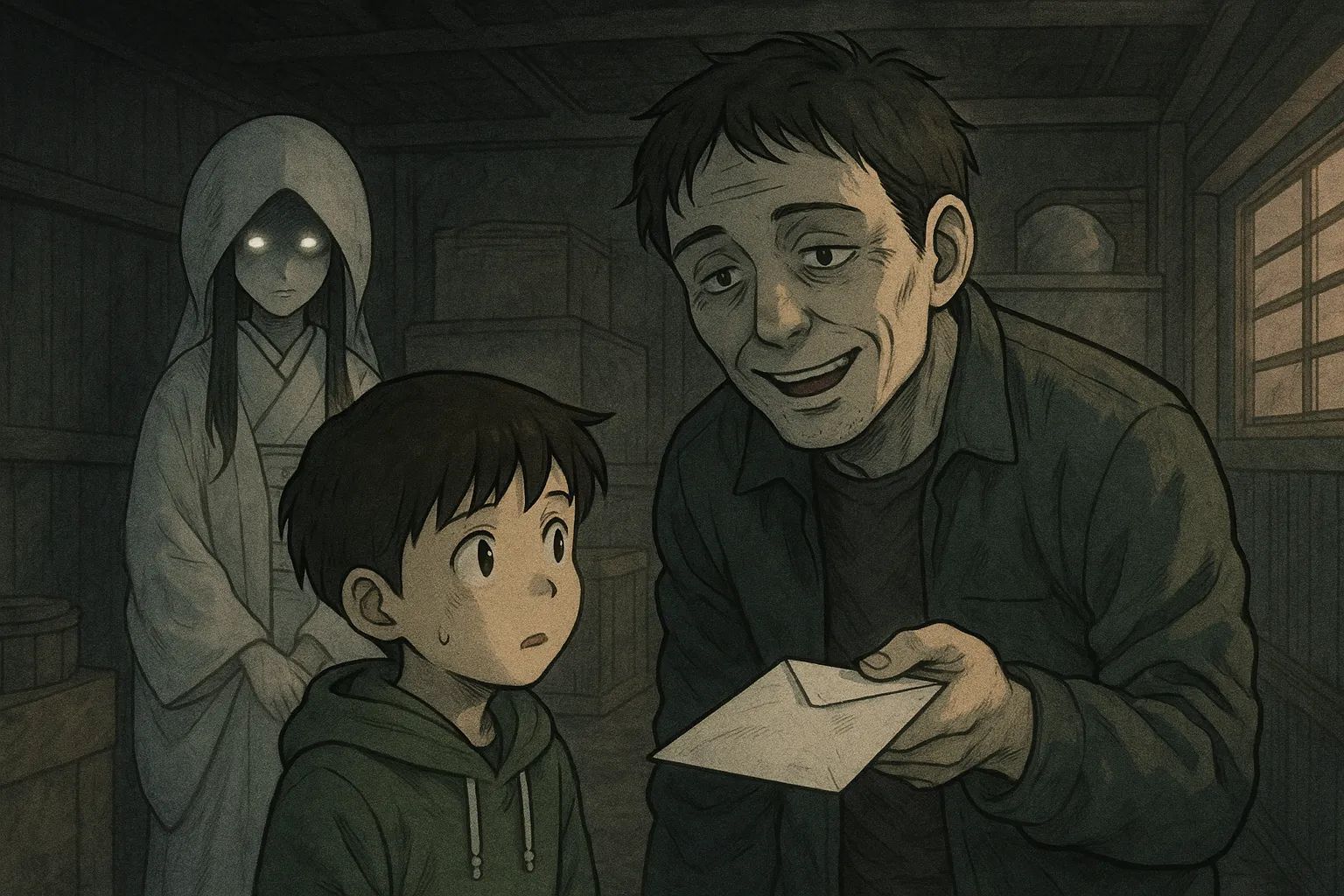 Japanese Ghost Story illustration "title: The Man Who Gave Me New Year’s Money"