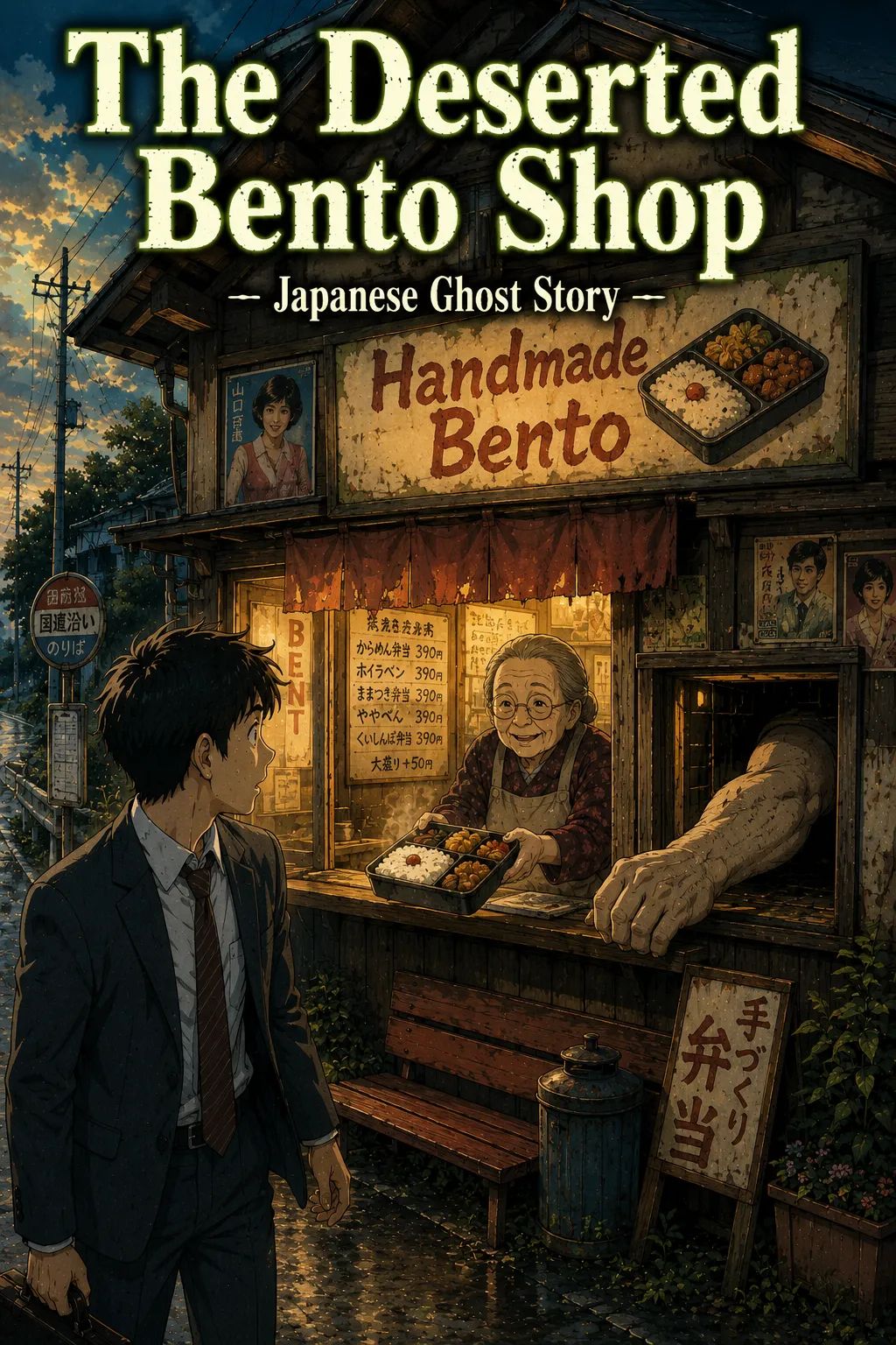 Japanese Ghost Story illustration "title: The Deserted Bento Shop"
