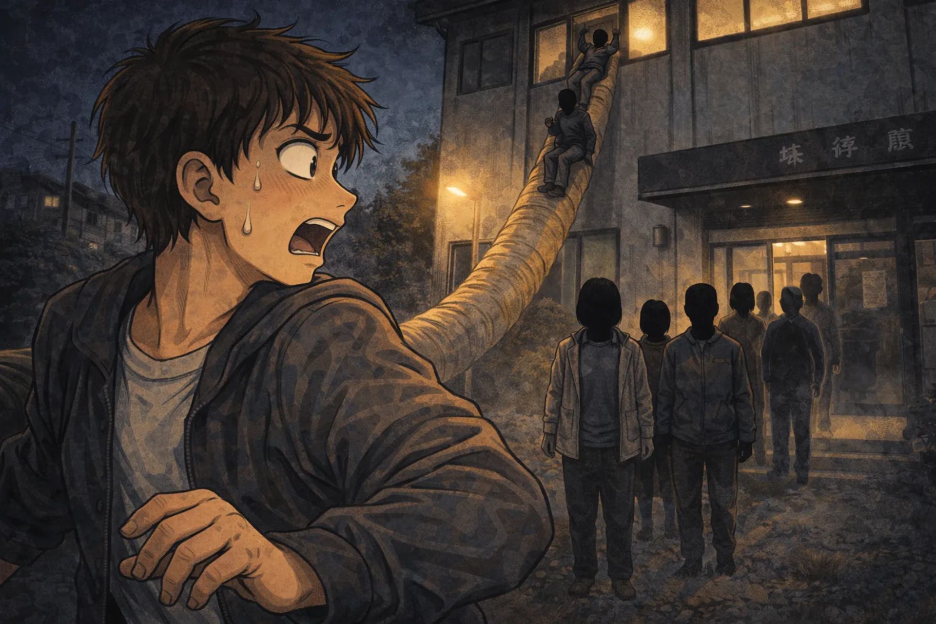 Japanese Ghost Story illustration "title: The Fire Drill"