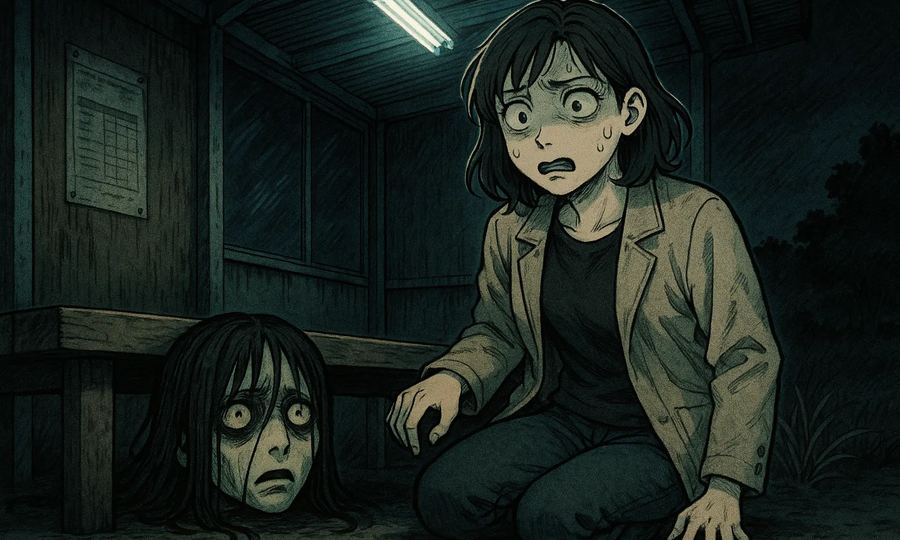 寂れたバス停